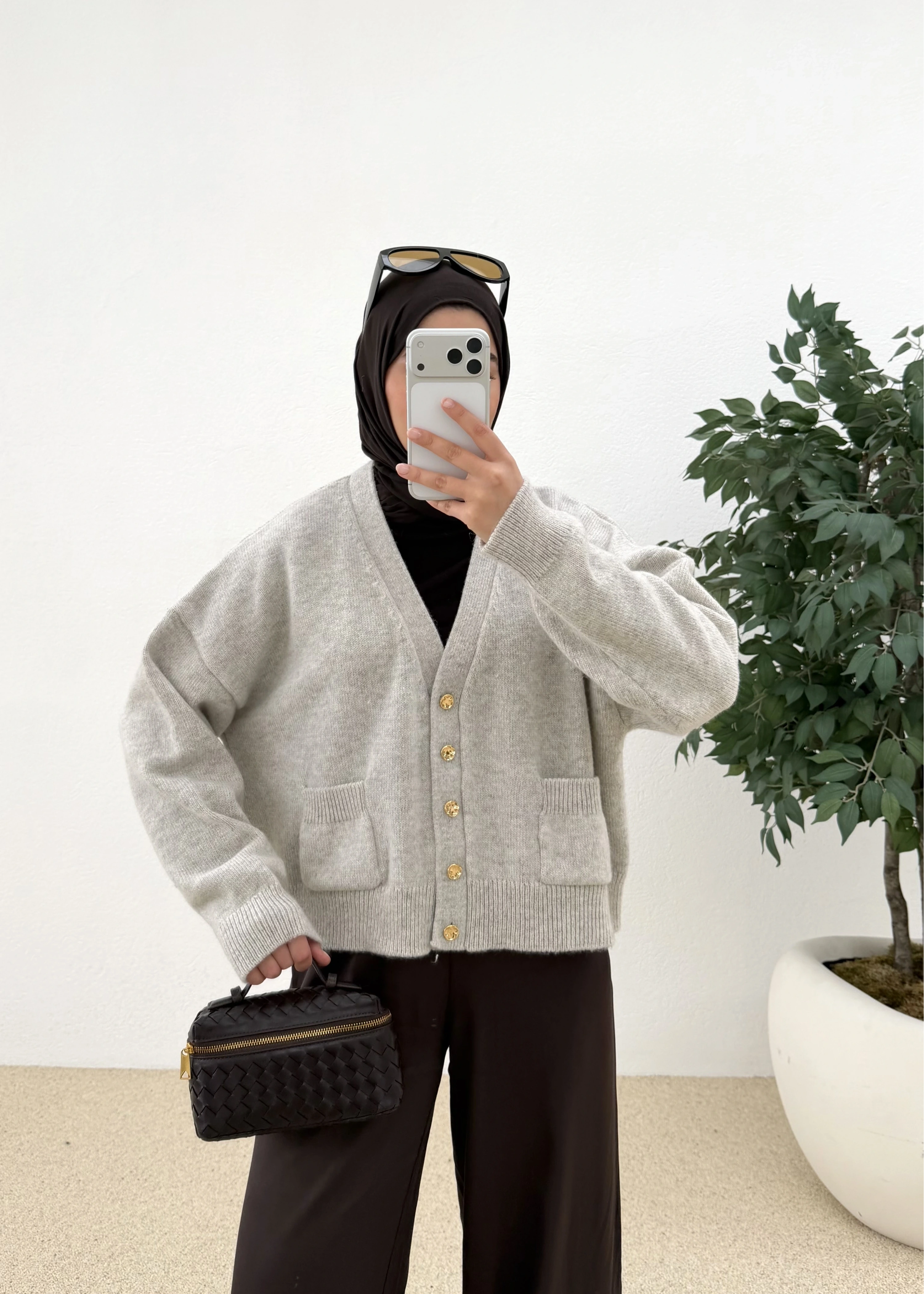 DİLVİN KISA DÜĞMELİ HIRKA SU GRİ