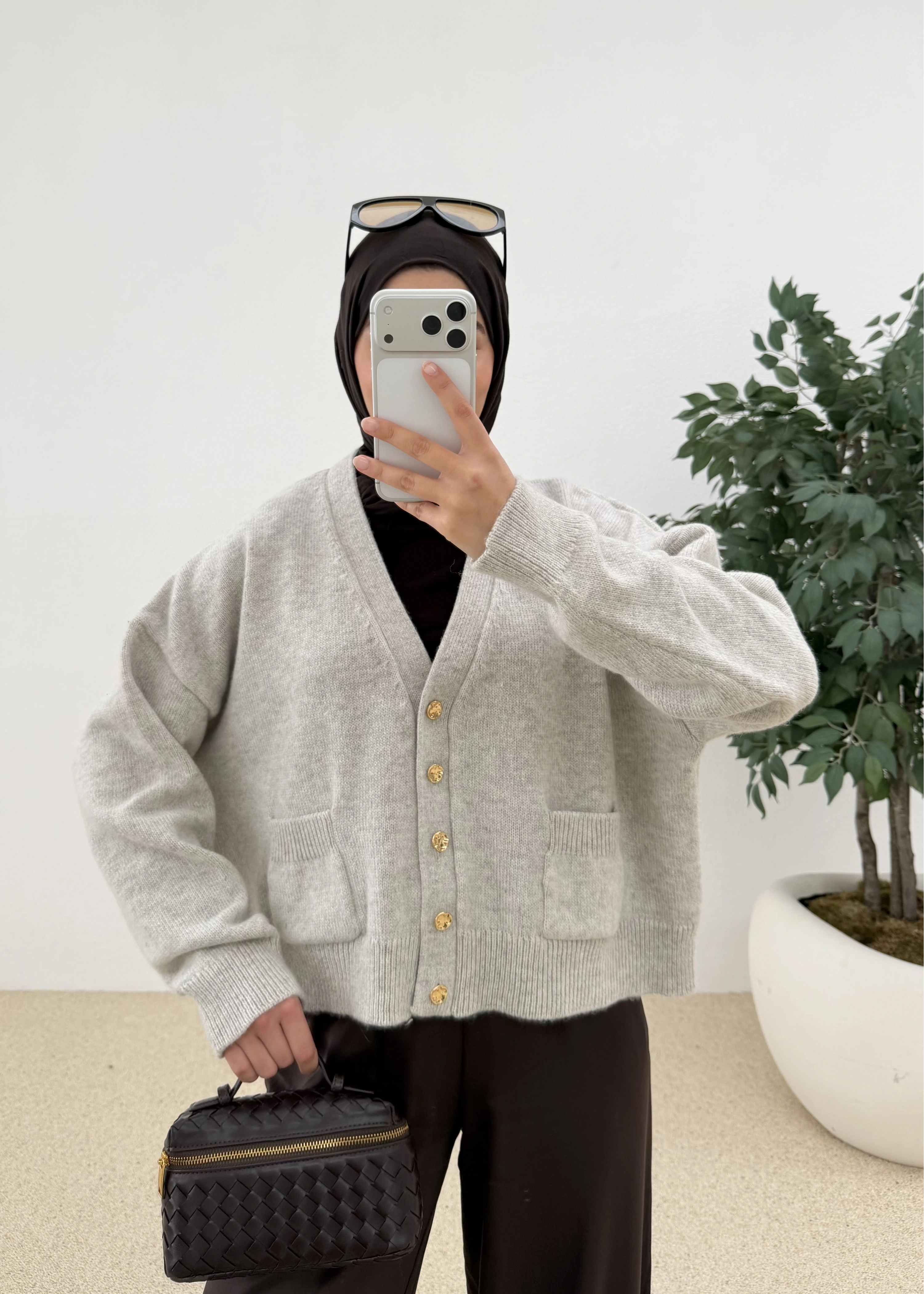 DİLVİN KISA DÜĞMELİ HIRKA SU GRİ