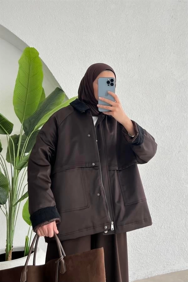 DOLGULU ZR PARKA MONT KAHVERENGİ