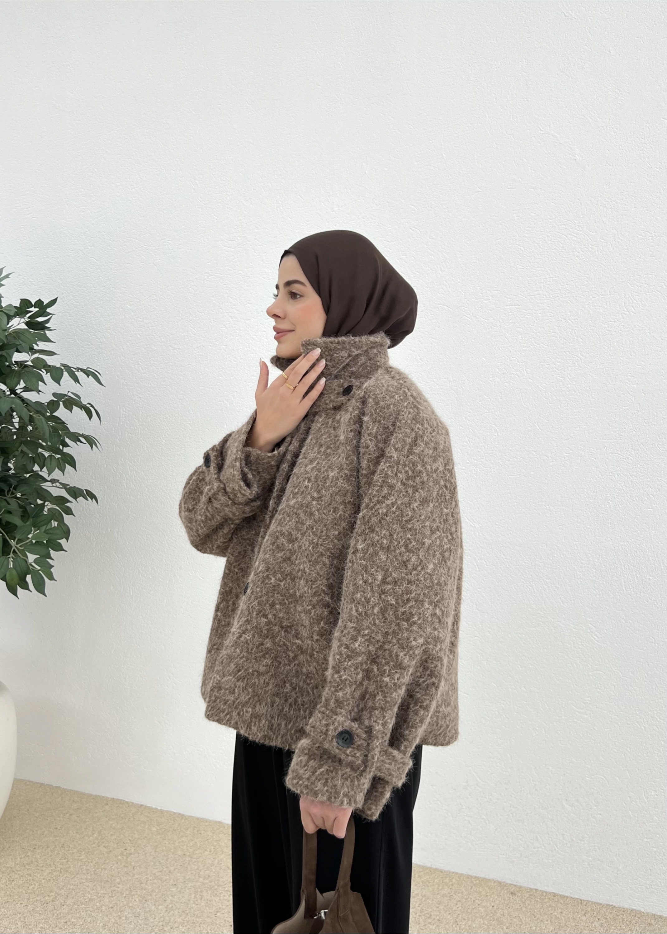 DÜĞMELİ KABAN CEKET KAHVE