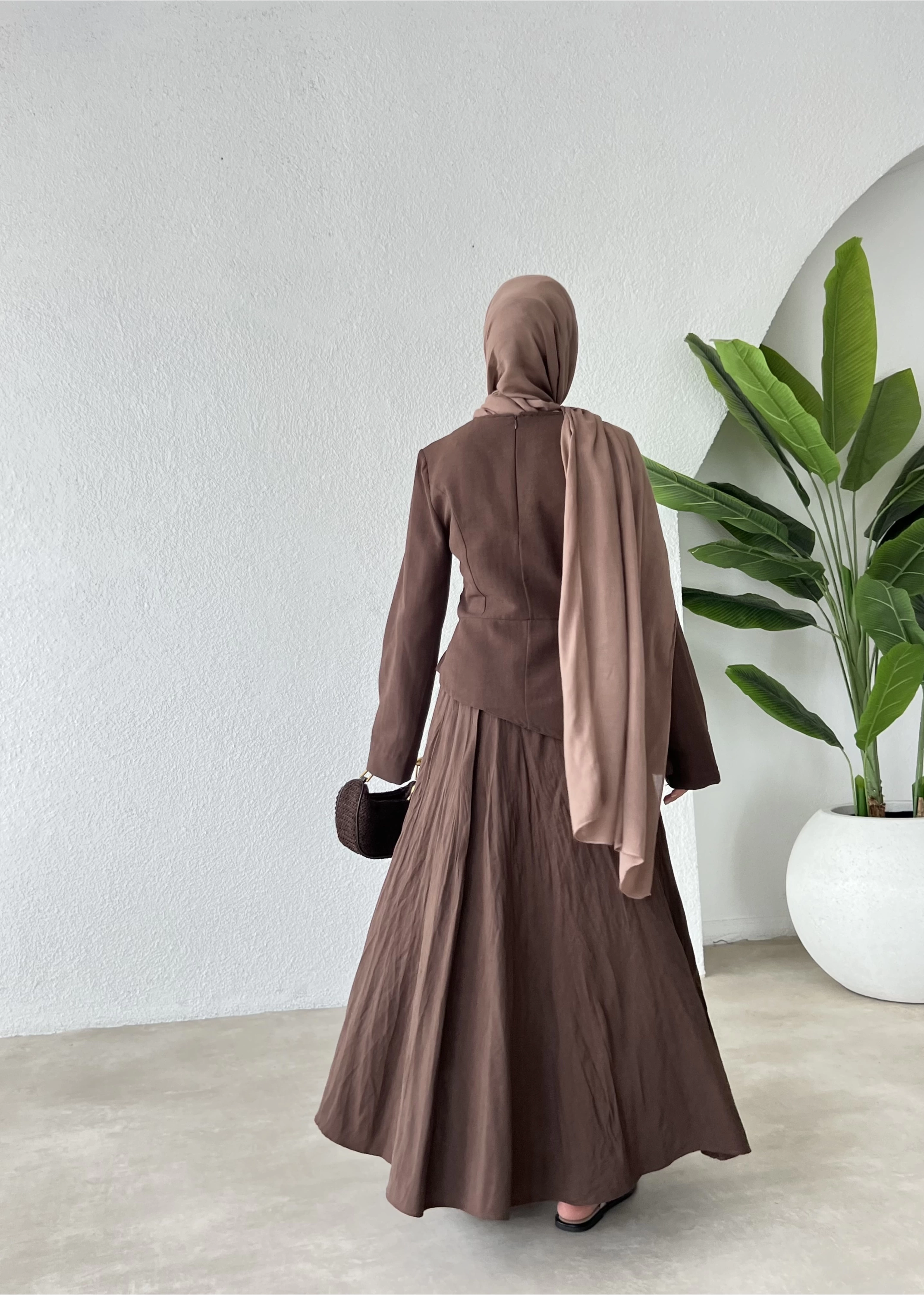 Eteklı Arabık keten takım kahve