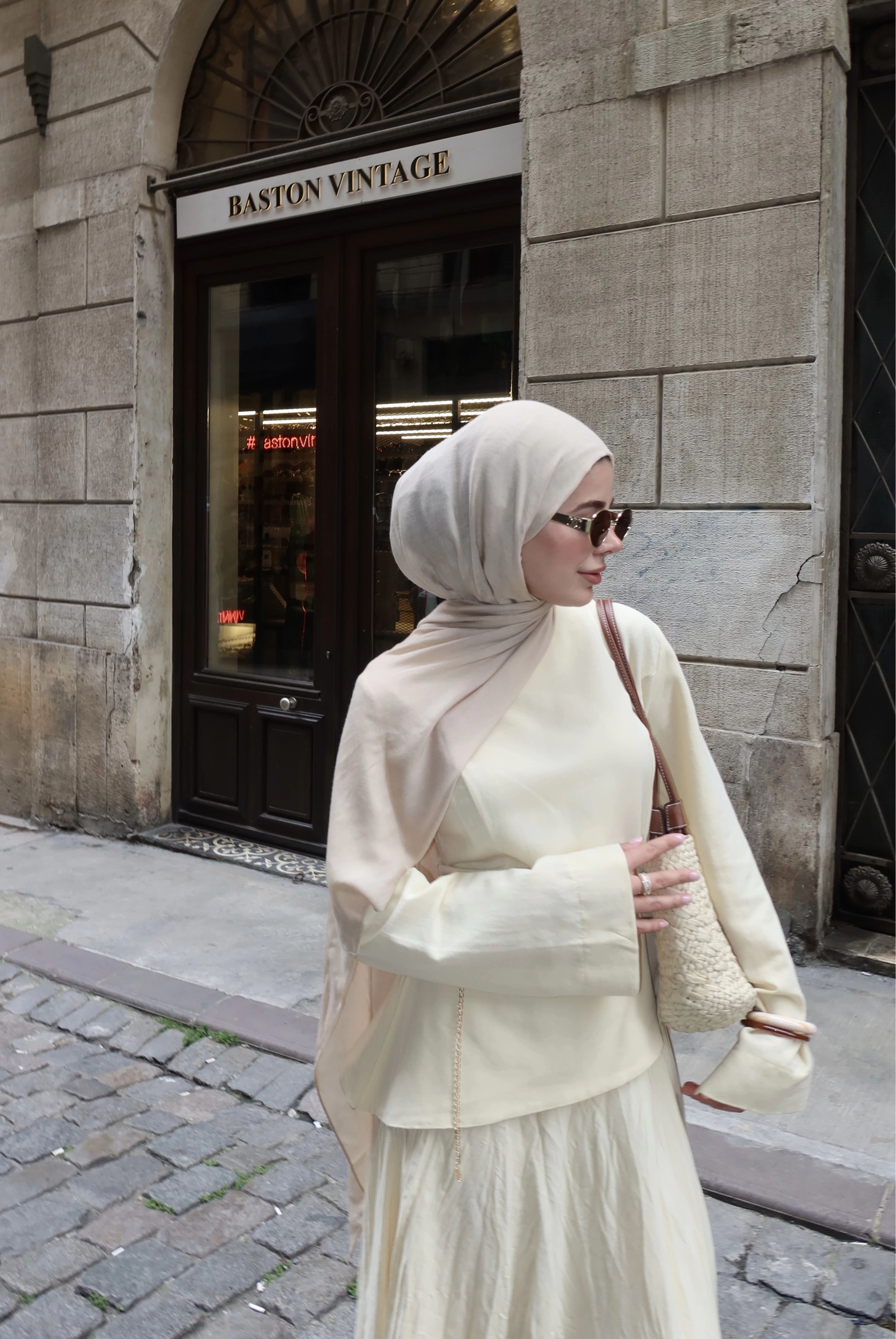 Eteklı Arabık keten takım sarı