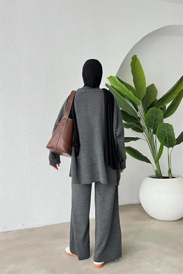 FERMUARLI TRİKO TAKIM GRİ