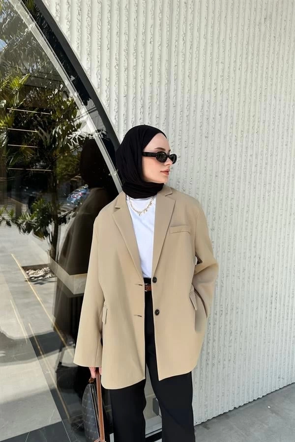 Frankie Oversize Blazer Ceket-Camel