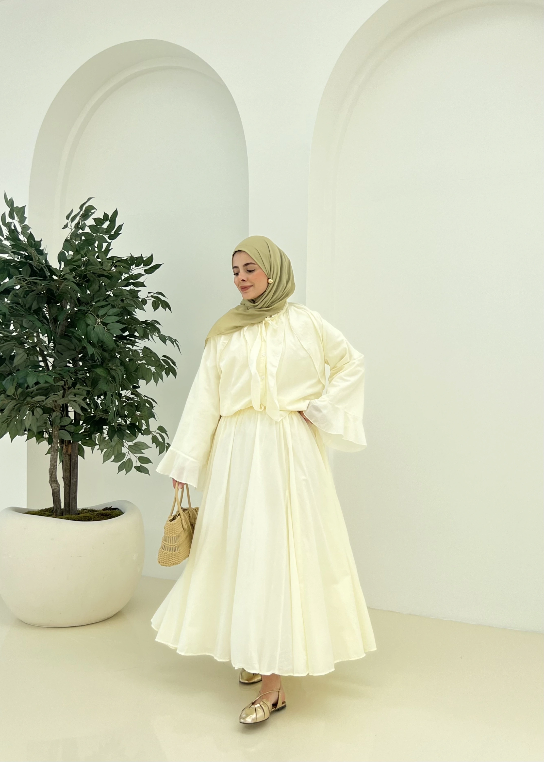 FULL ASTARLI h&m Etekli Vual Takım KREM