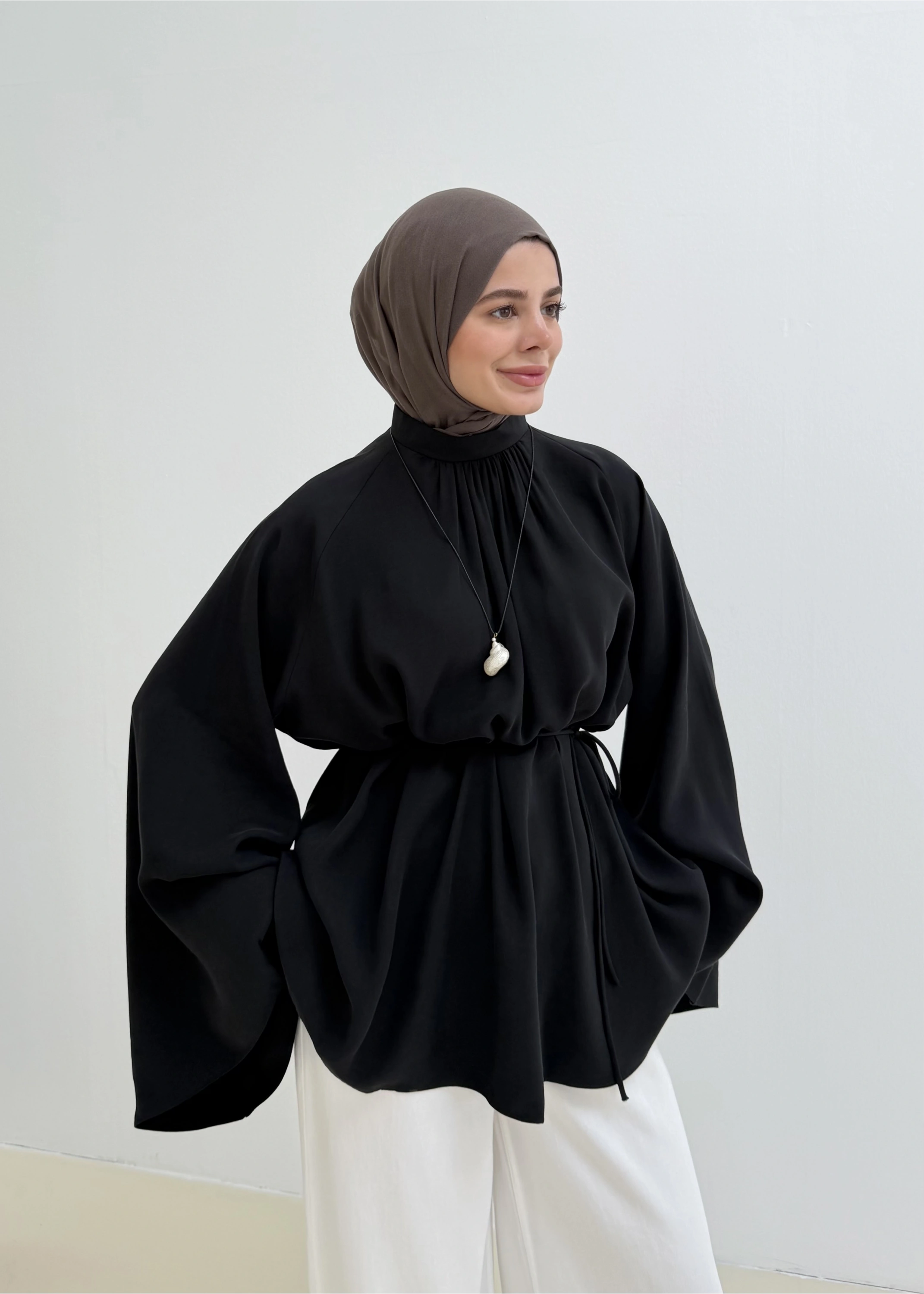 5306 GENİŞ KOL VİNTAGE GÖMLEK SİYAH
