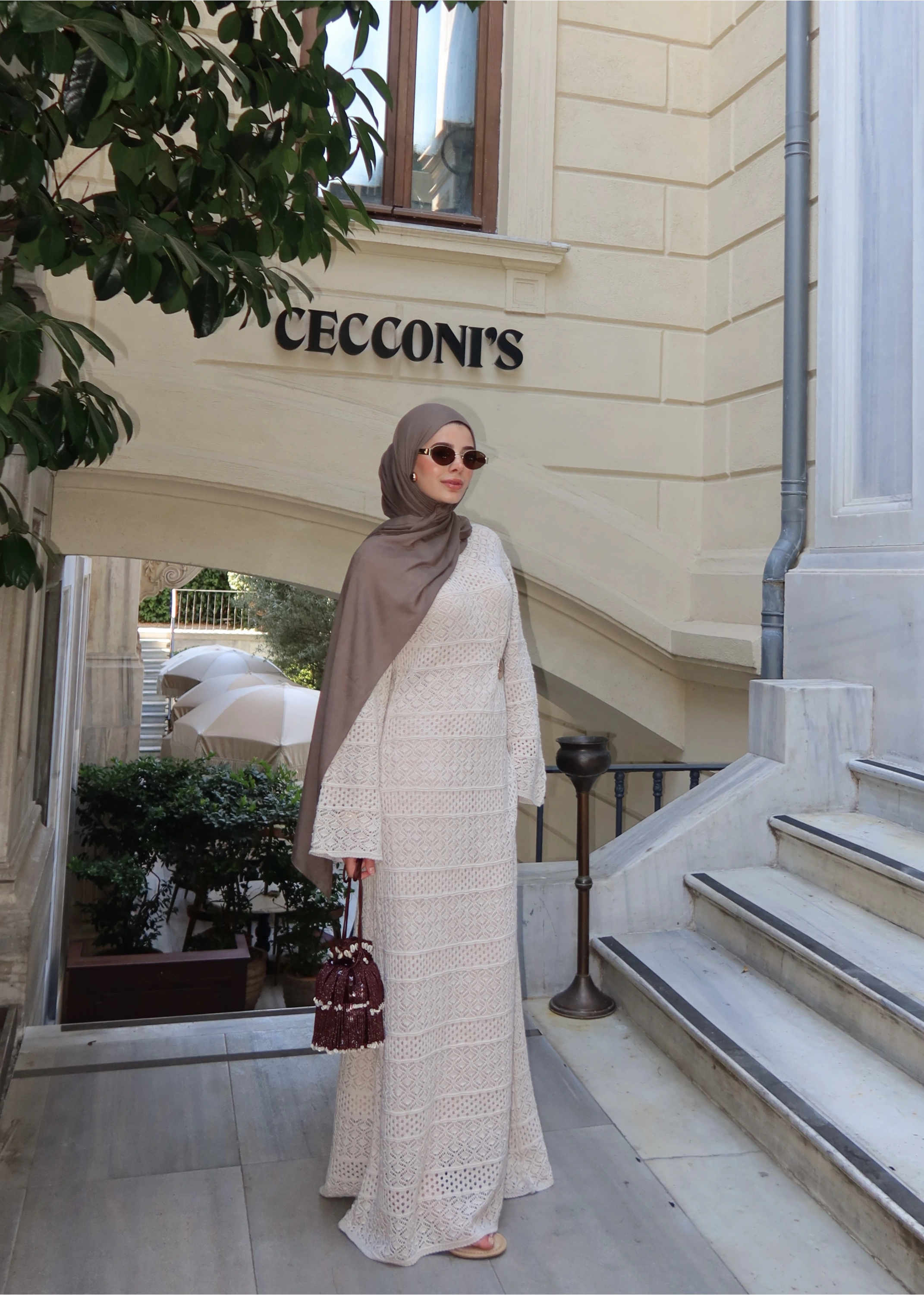 H&M AJURLU ELBİSE bej