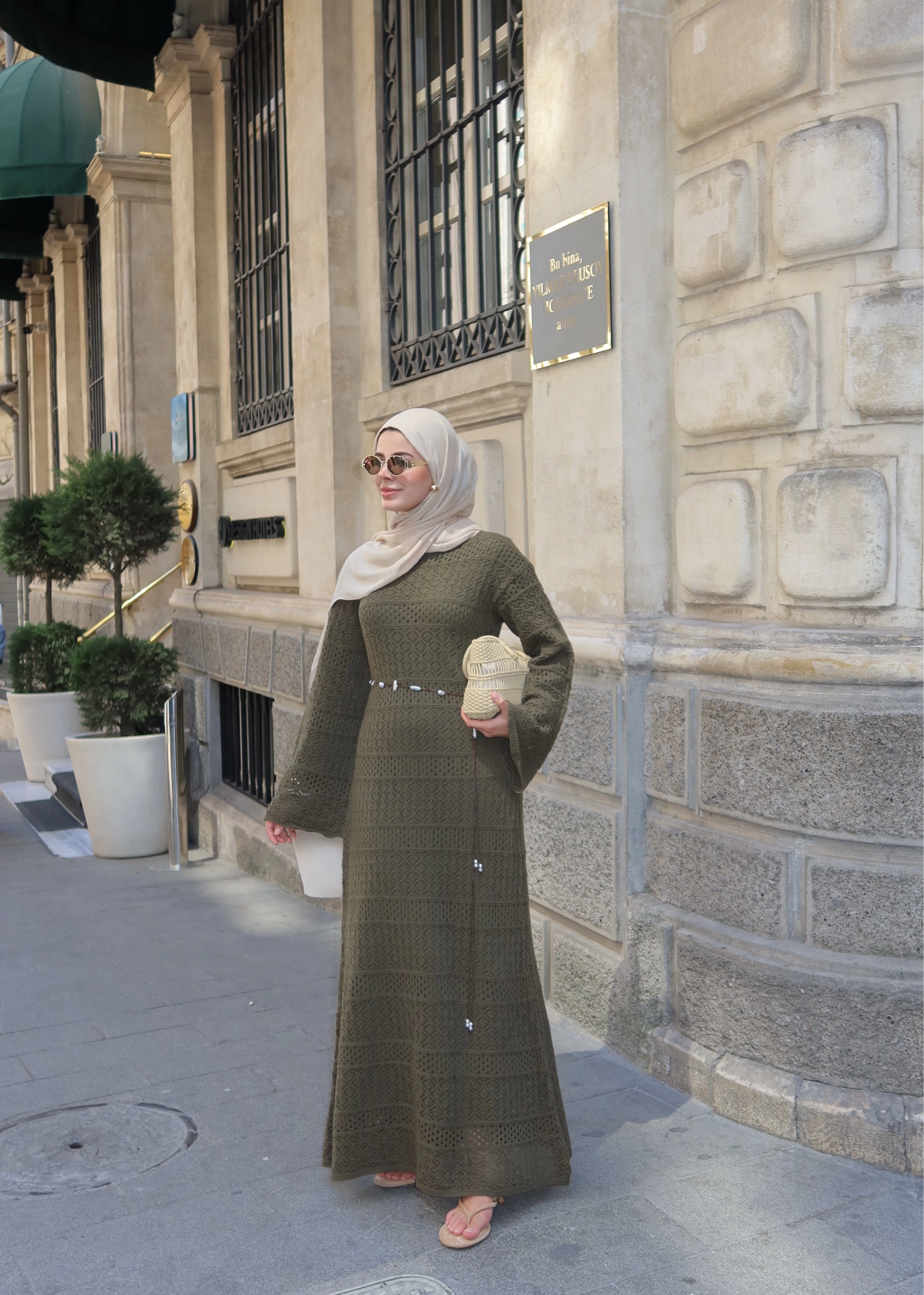 H&M AJURLU ELBİSE haki