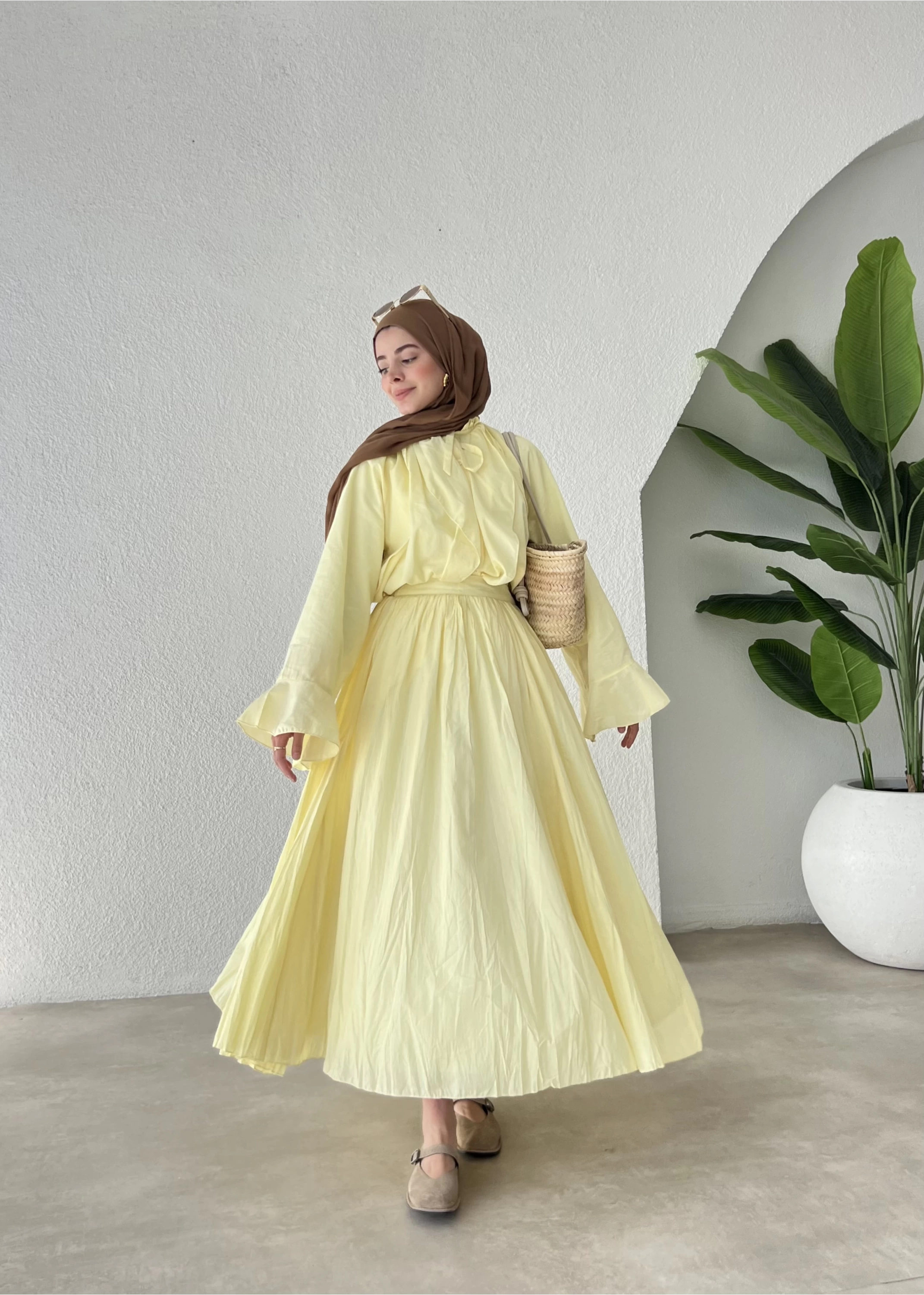 h&m Etekli Vual Takım SARI ( ÖN SİPARİŞ)