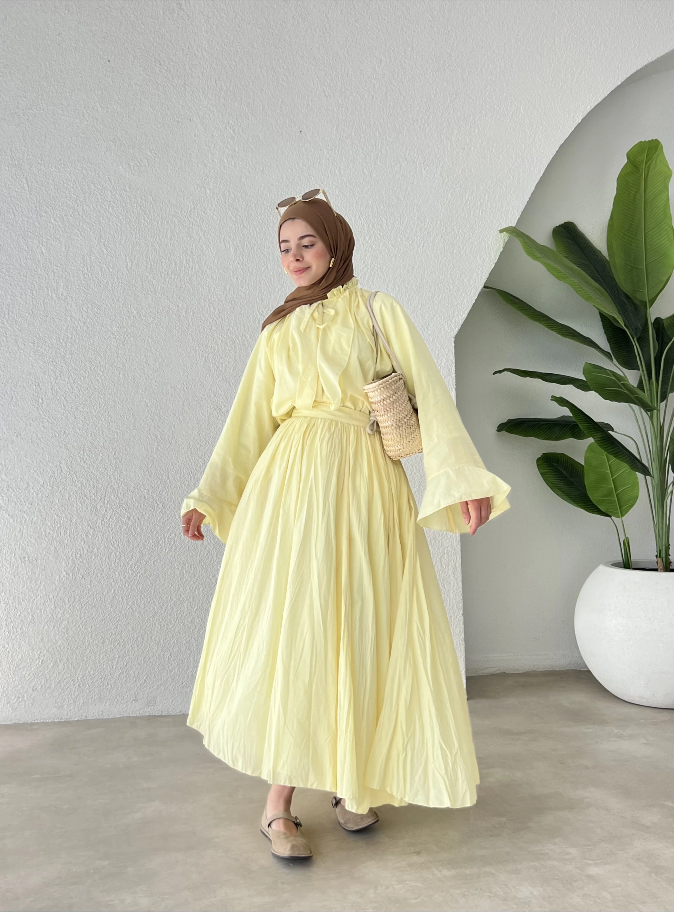 h&m Etekli Vual Takım SARI ( ÖN SİPARİŞ)