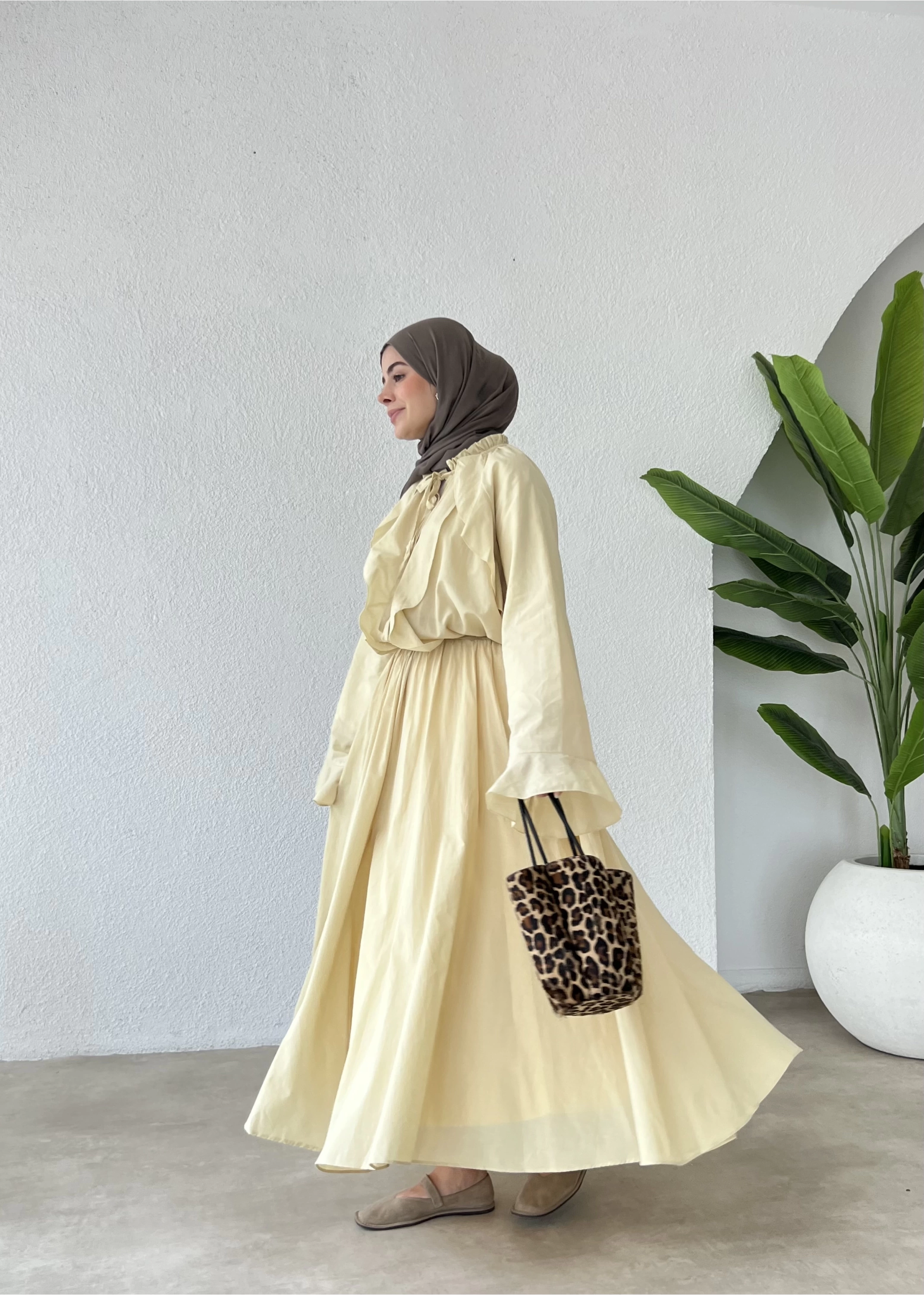 h&m Etekli Vual Takım YELLOW SARI