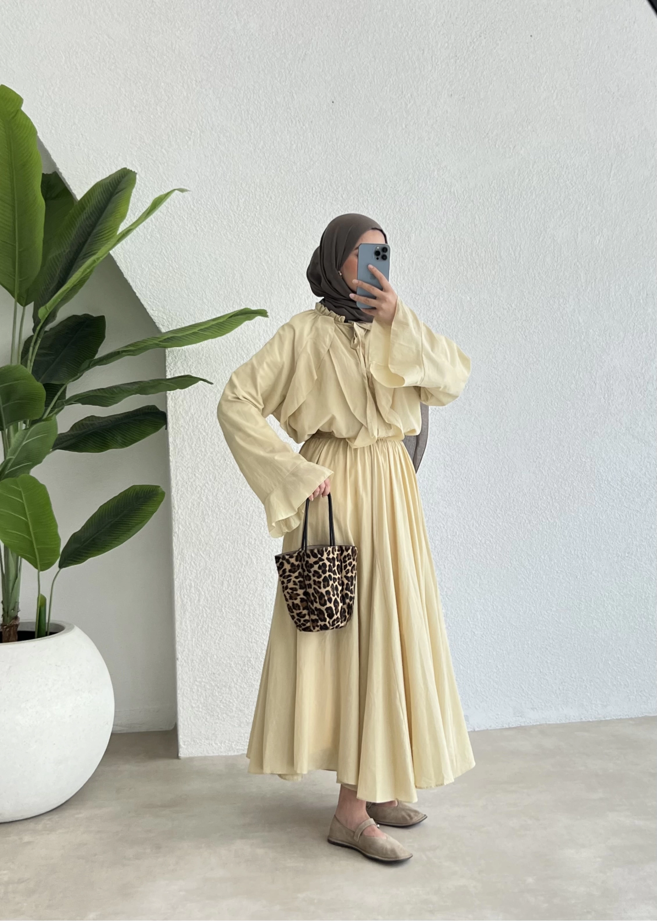 h&m Etekli Vual Takım YELLOW SARI