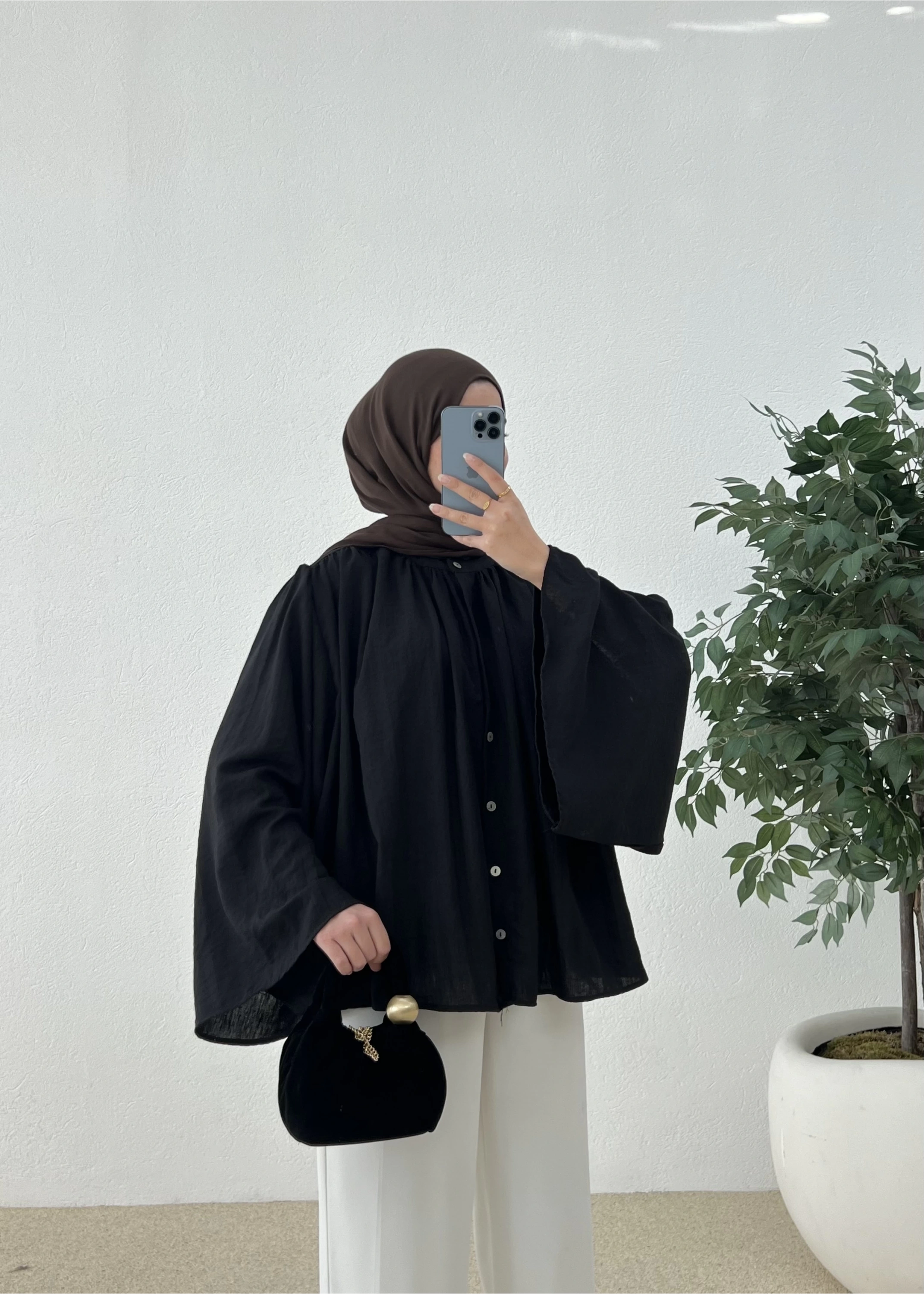 H&M KETEN GÖMLEK siyah