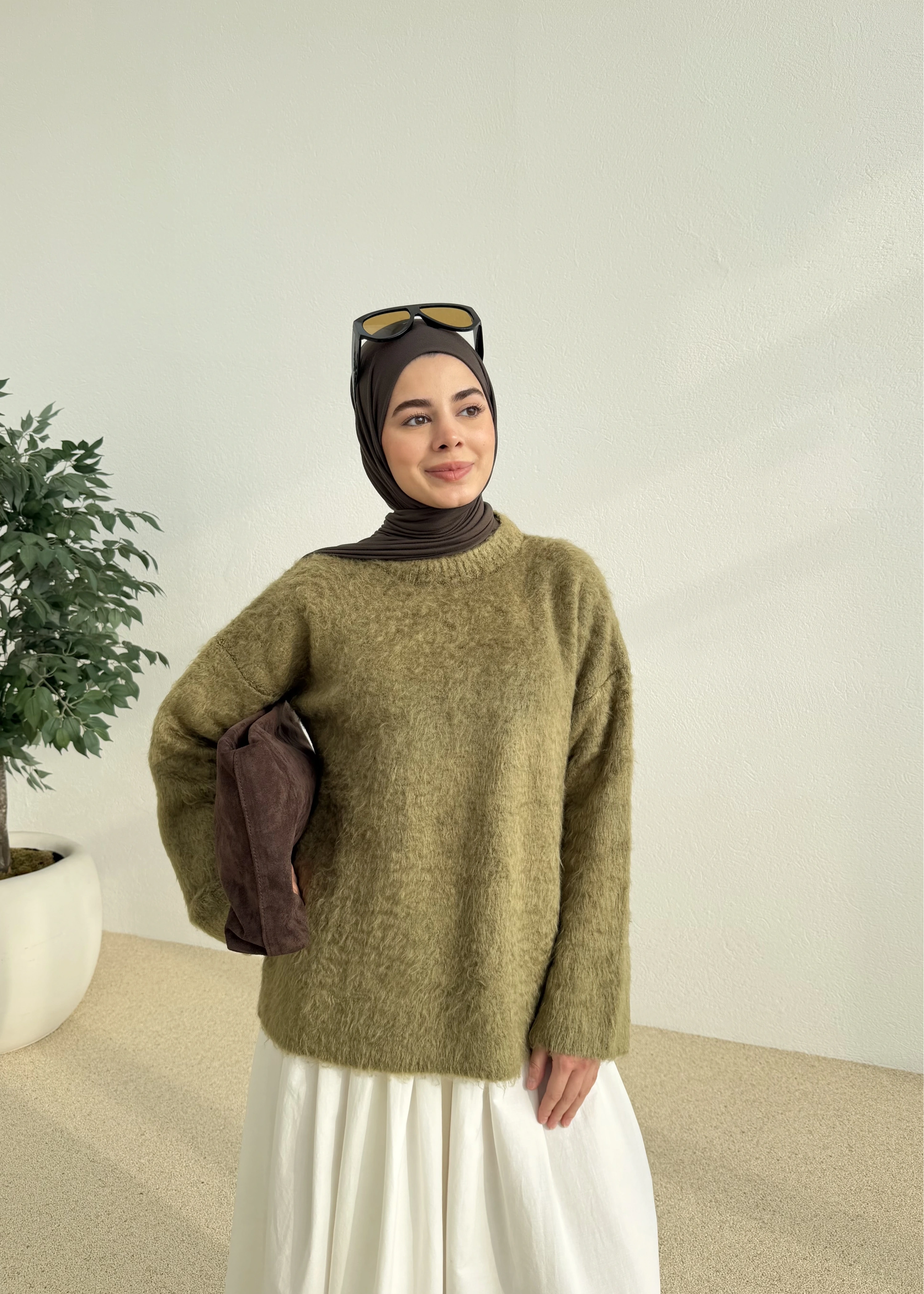 H&M TİFTİK KAZAK OLİVE GREEN