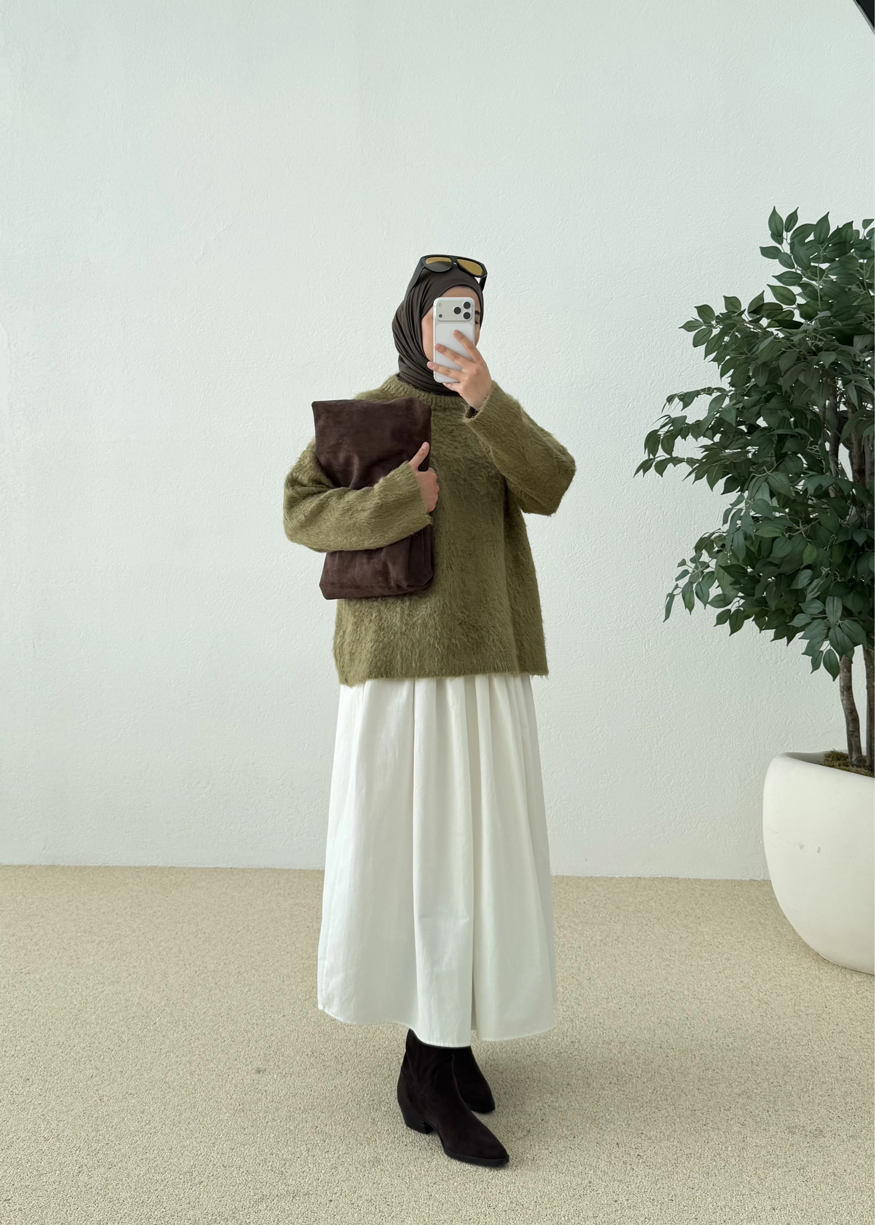 H&M TİFTİK KAZAK OLİVE GREEN