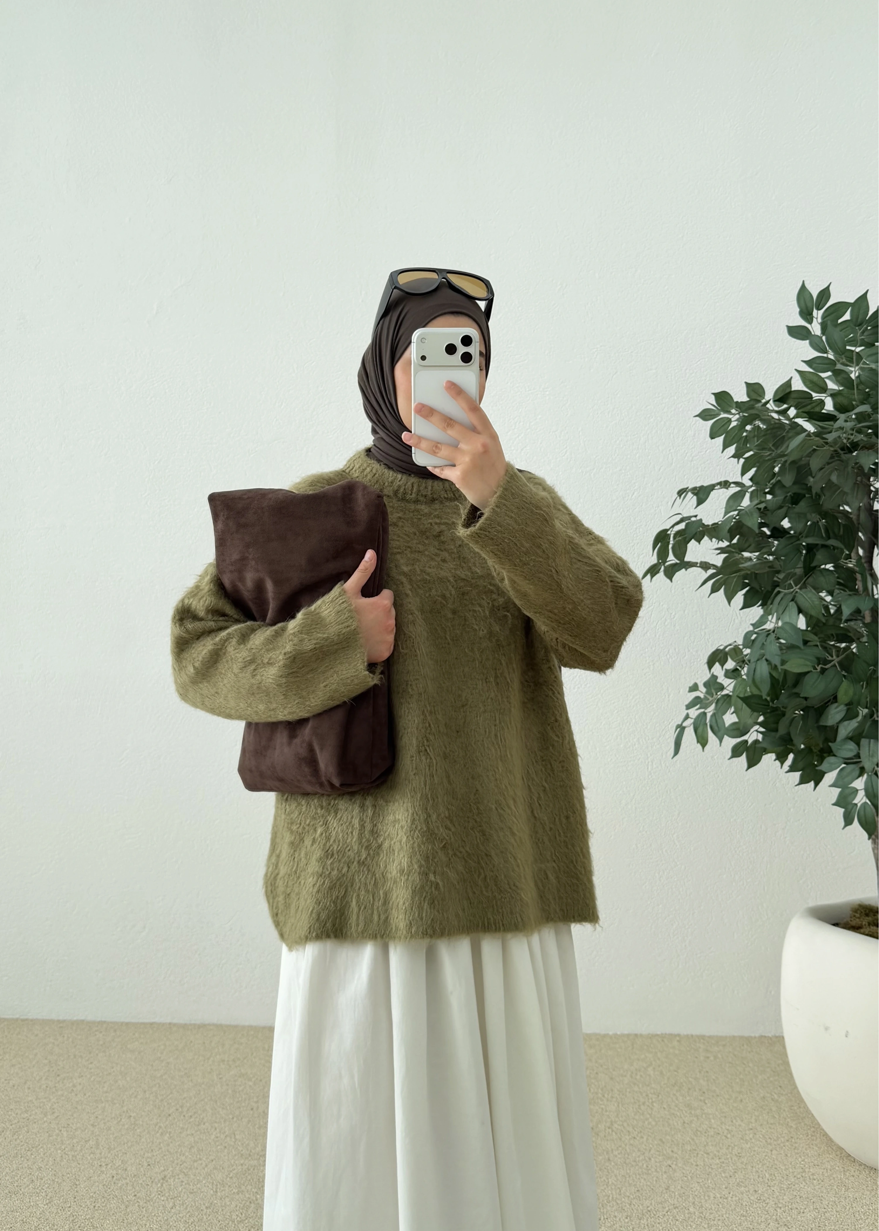 H&M TİFTİK KAZAK OLİVE GREEN