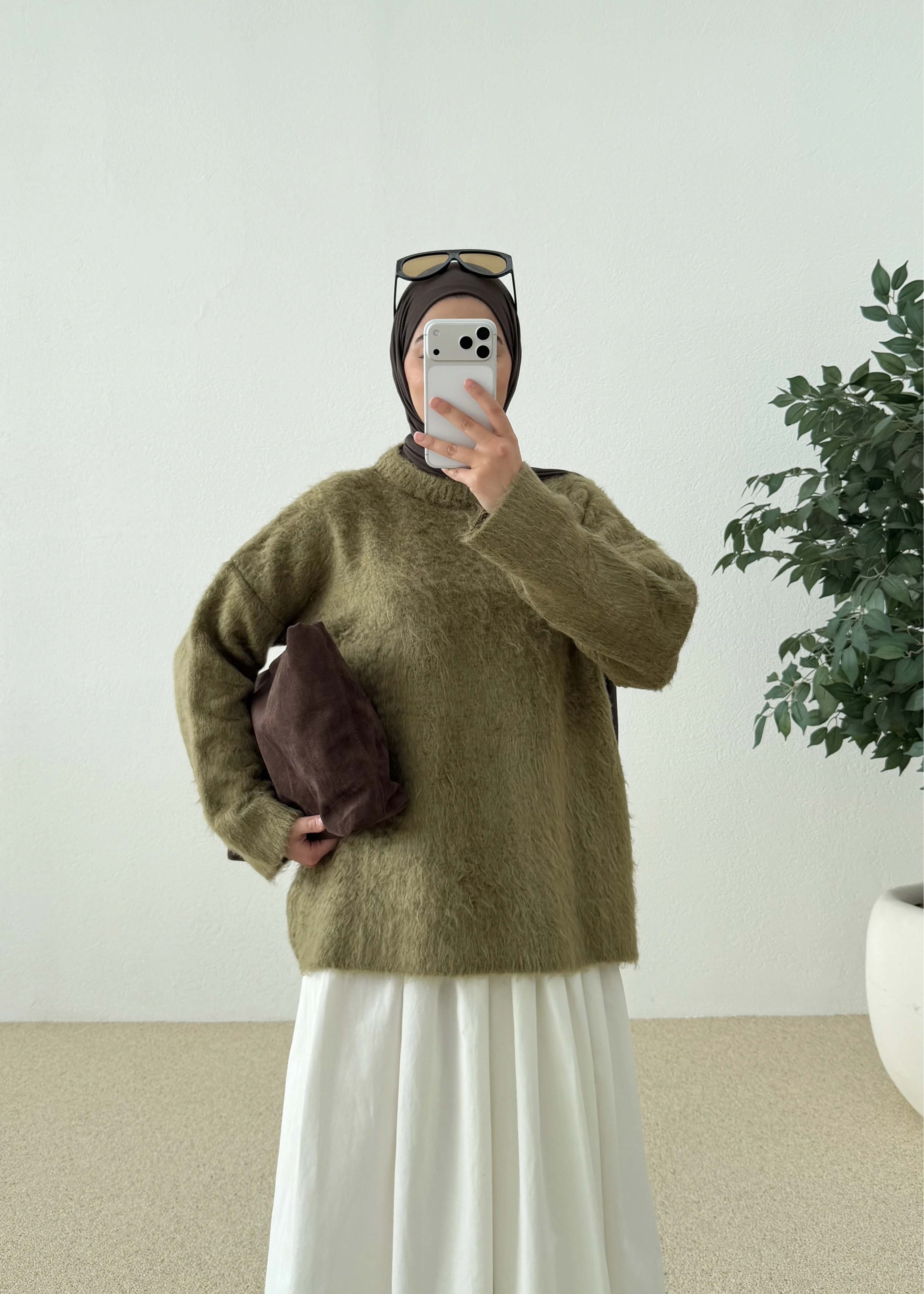 H&M TİFTİK KAZAK OLİVE GREEN