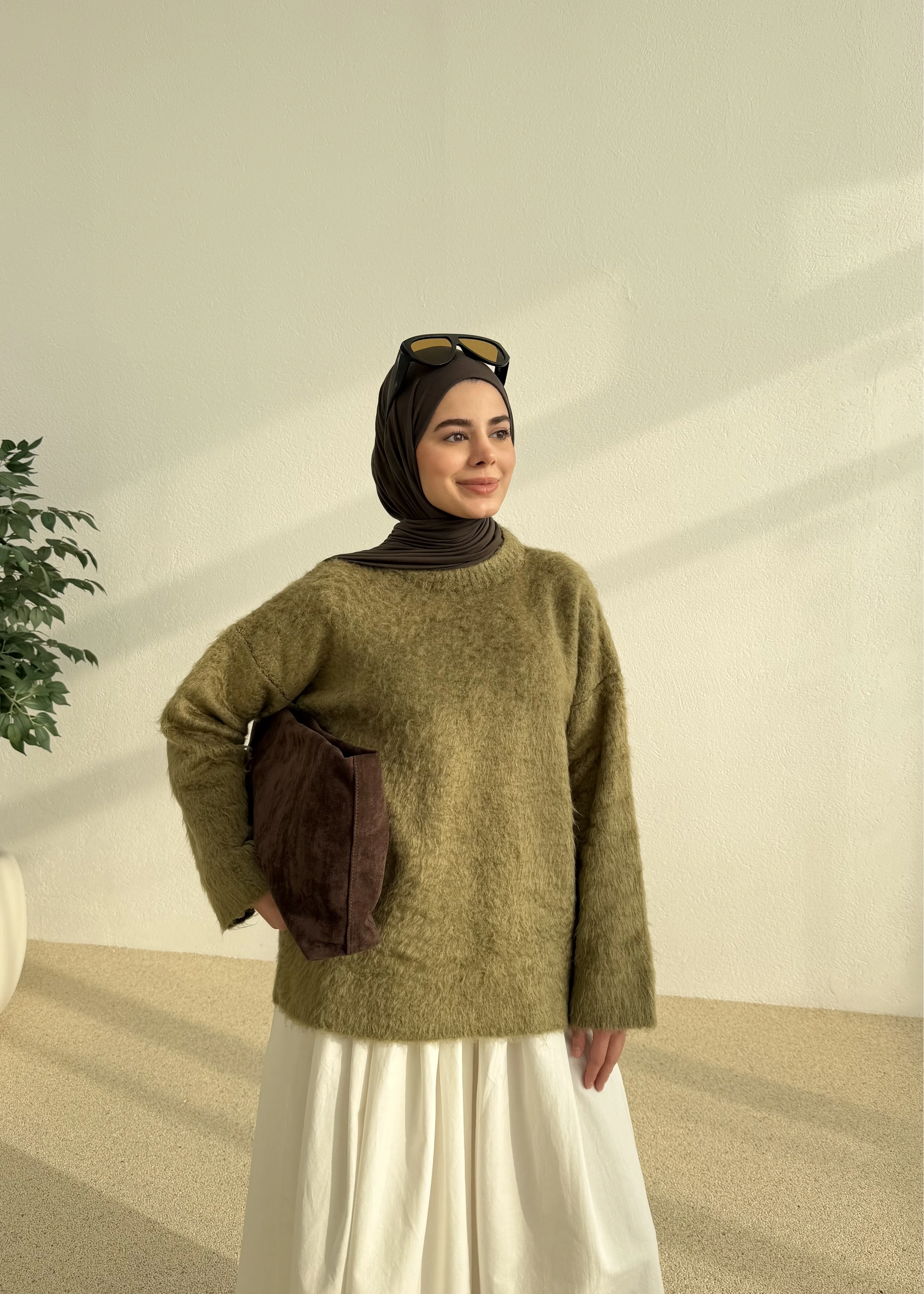 H&M TİFTİK KAZAK OLİVE GREEN