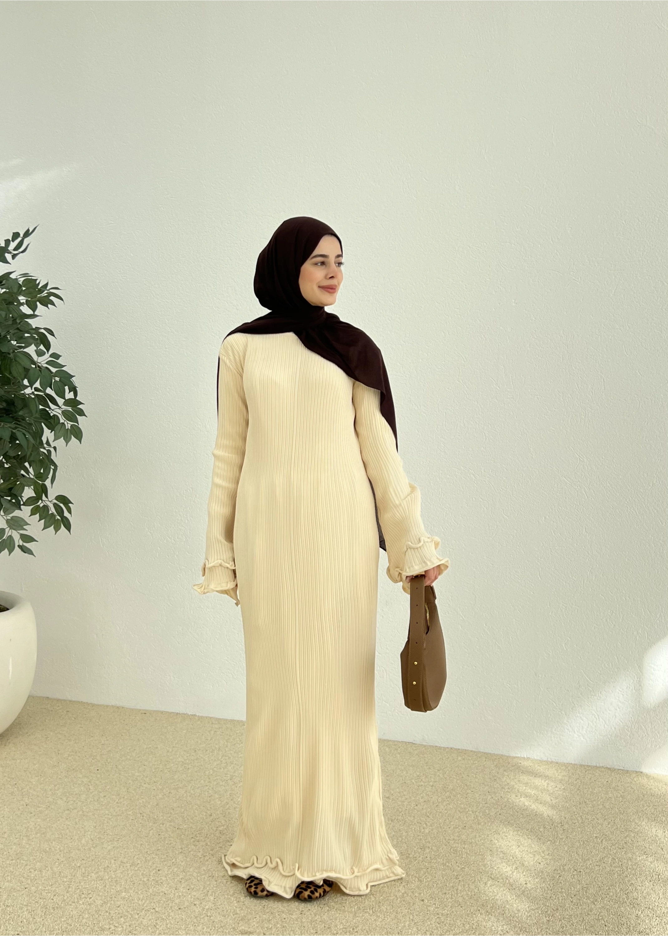 H&M TRİKO ELBİSE Bej