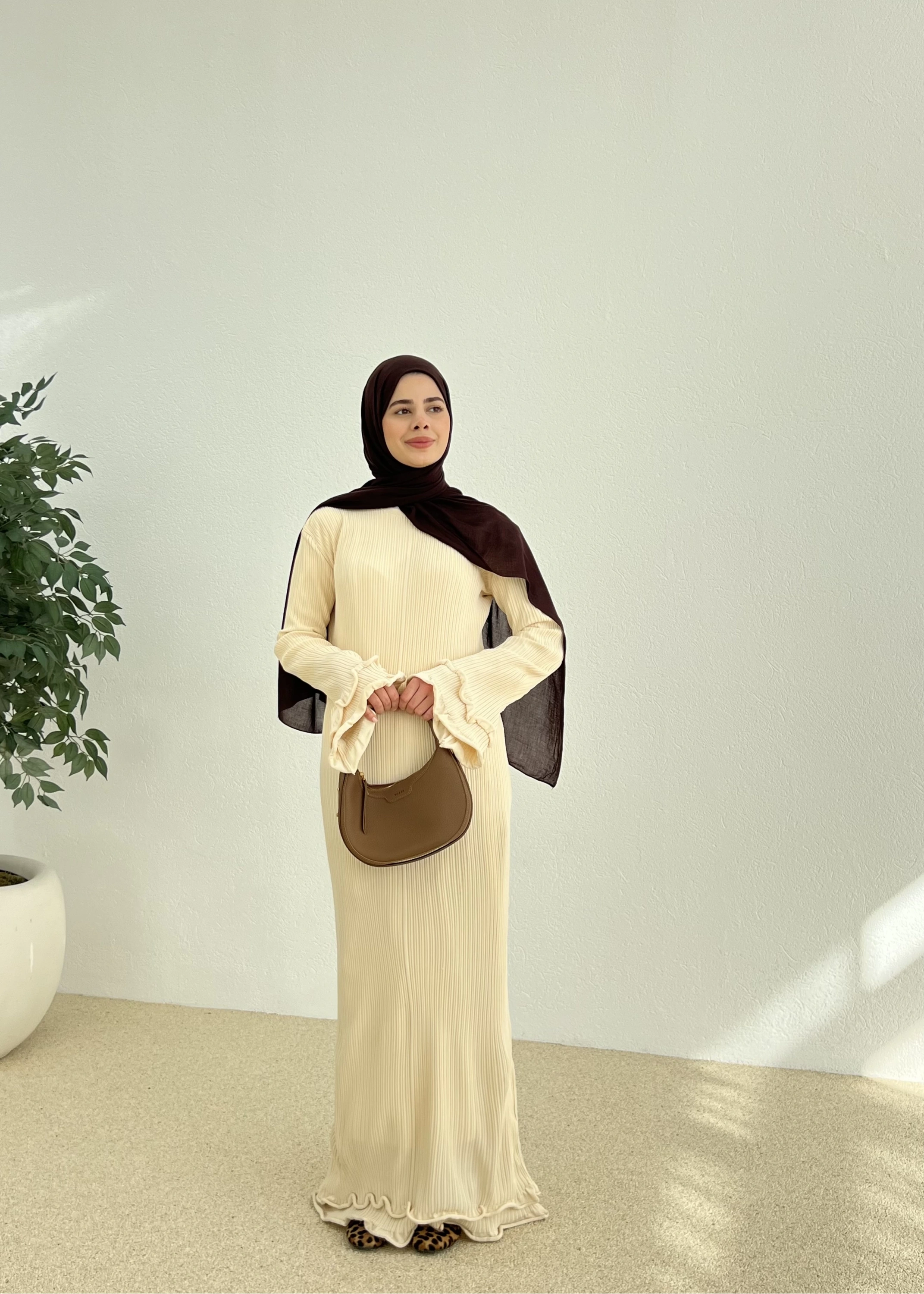 H&M TRİKO ELBİSE Bej
