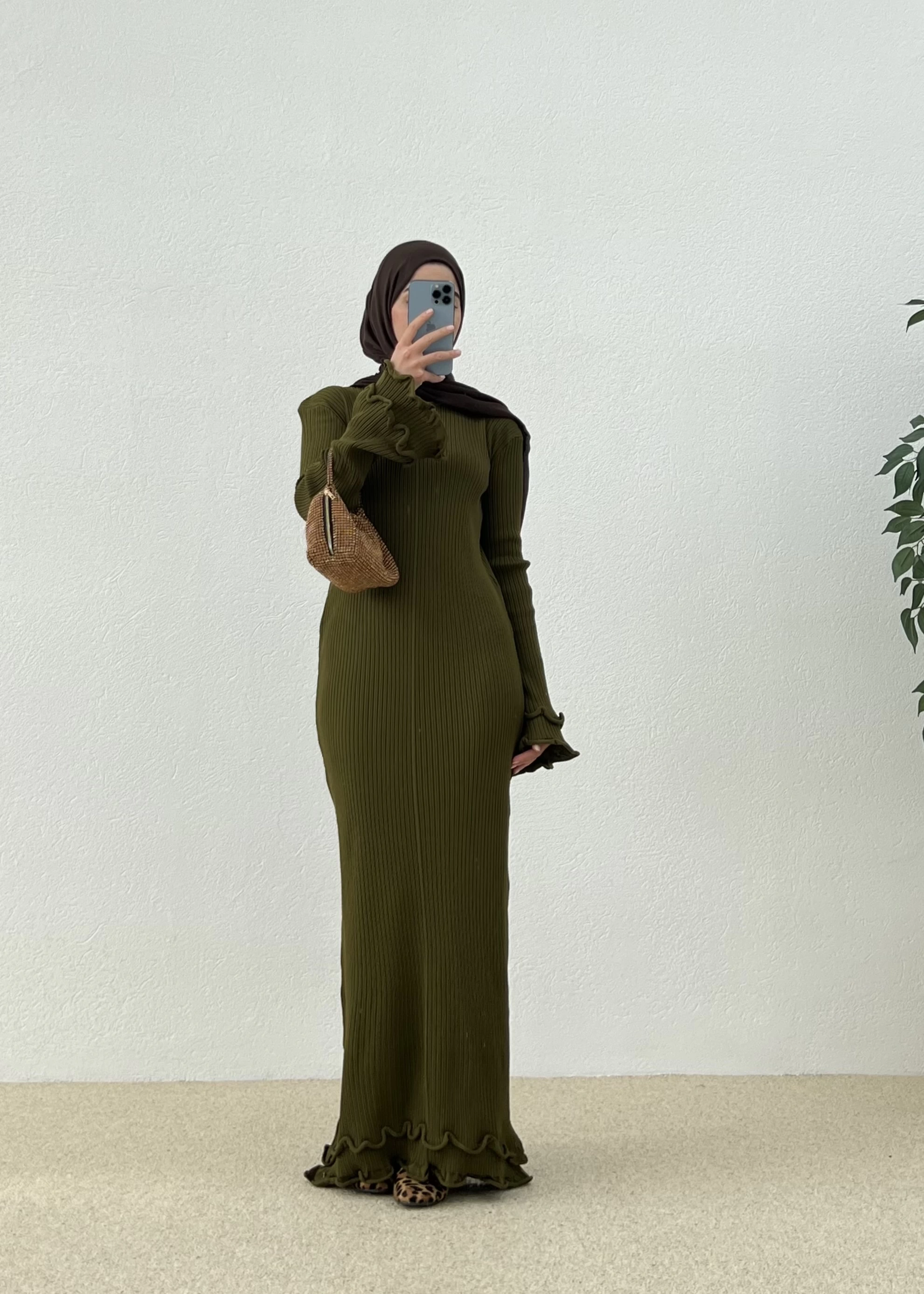 H&M TRİKO ELBİSE yeşil