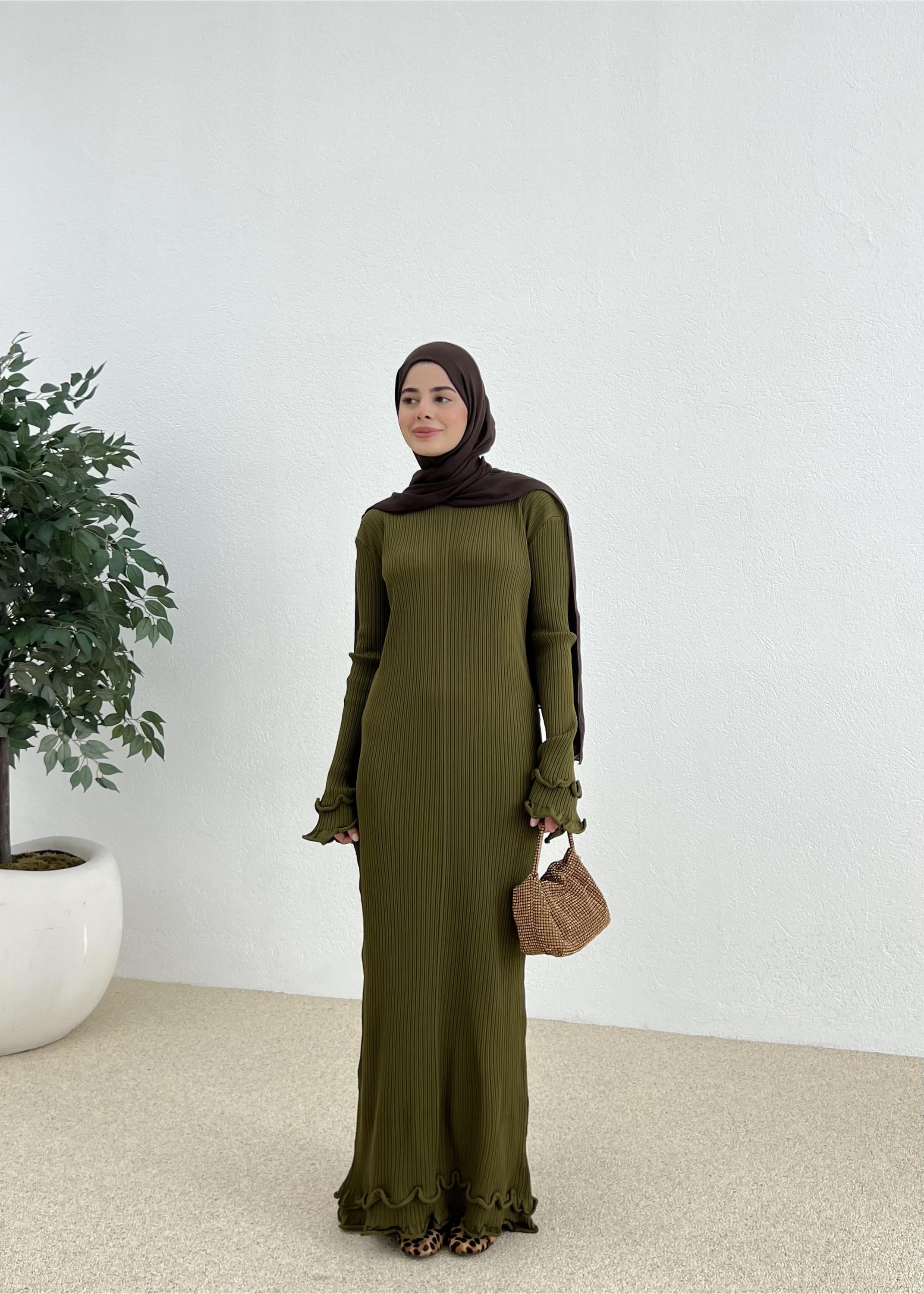 H&M TRİKO ELBİSE yeşil