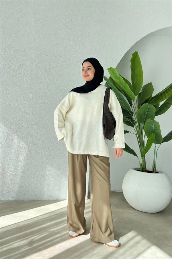 HM VİRAL PREMİUM TÜYLÜ KAZAK EKRU