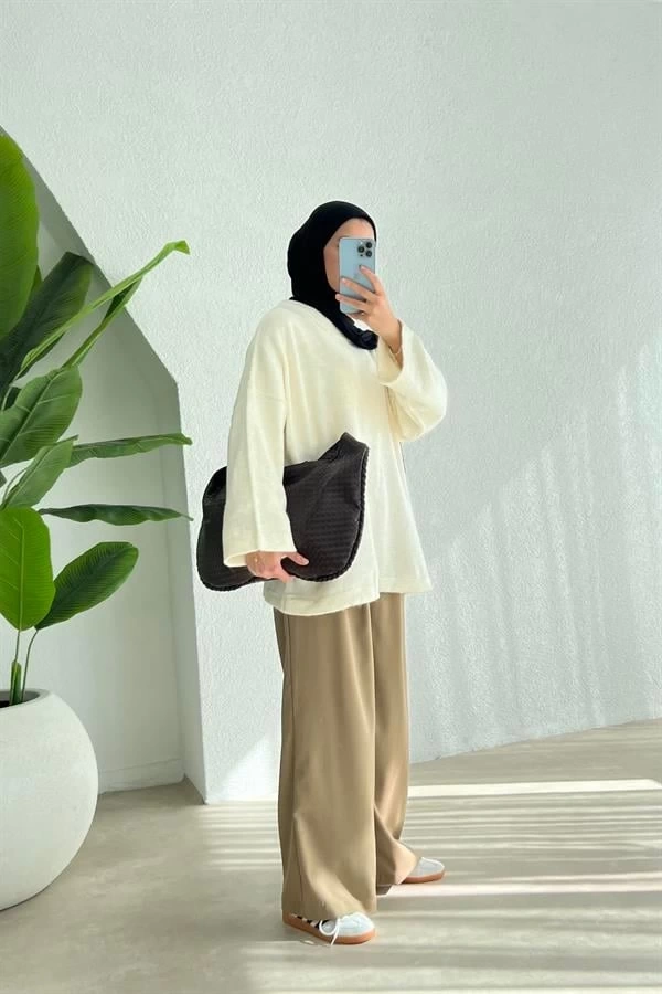 HM VİRAL PREMİUM TÜYLÜ KAZAK EKRU