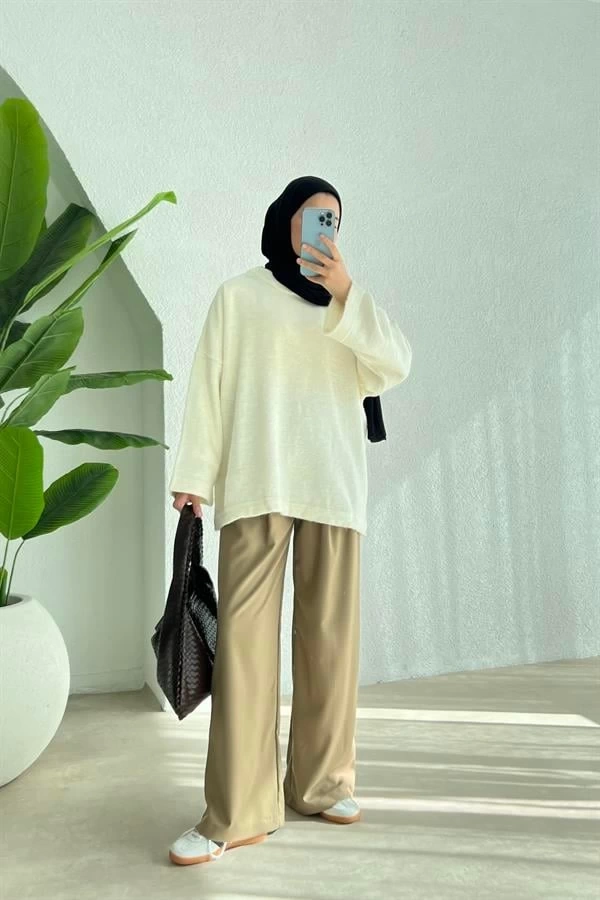 HM VİRAL PREMİUM TÜYLÜ KAZAK EKRU