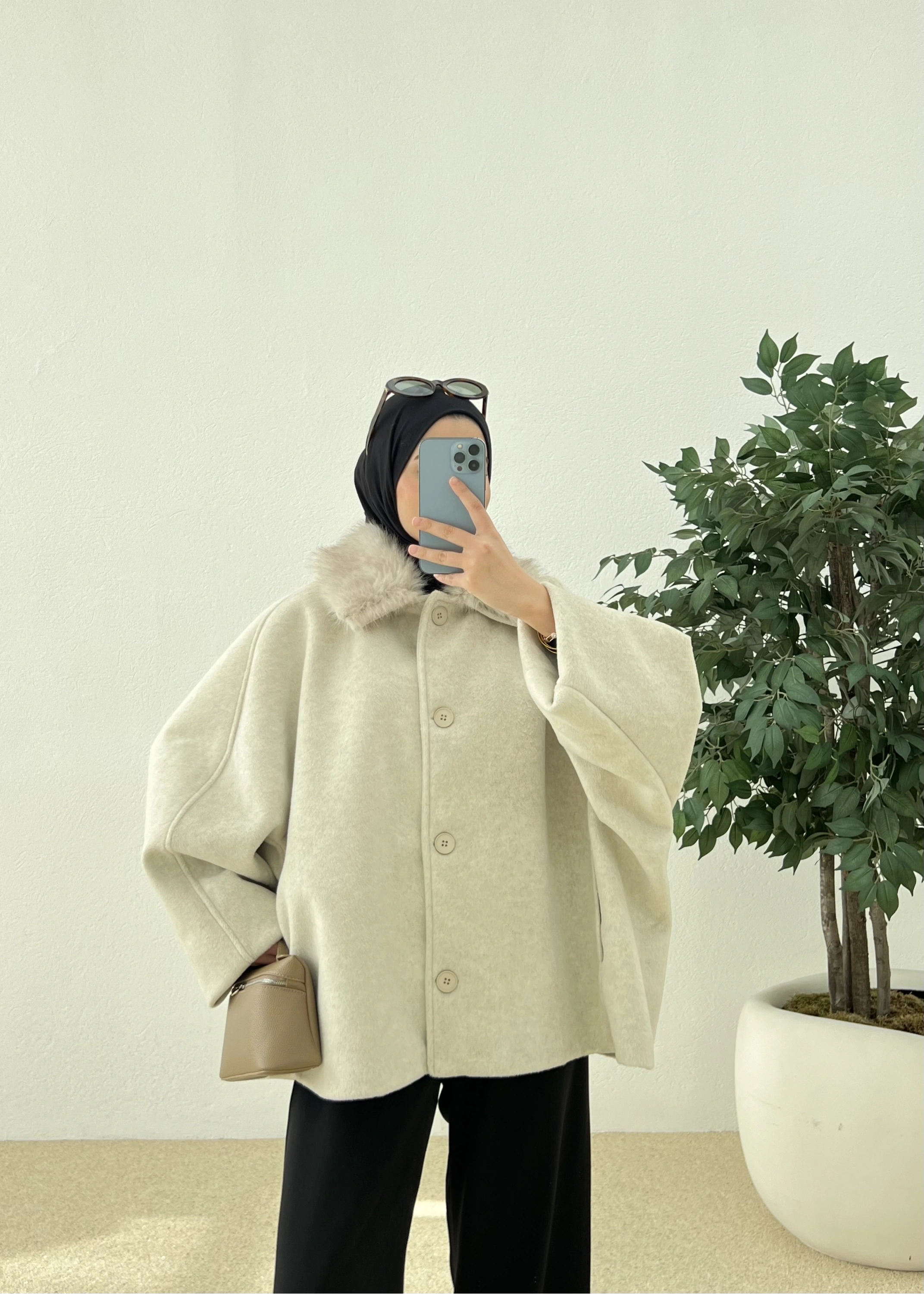 HOT KÜRKLÜ ÇIKARILABİLİR KABAN bej