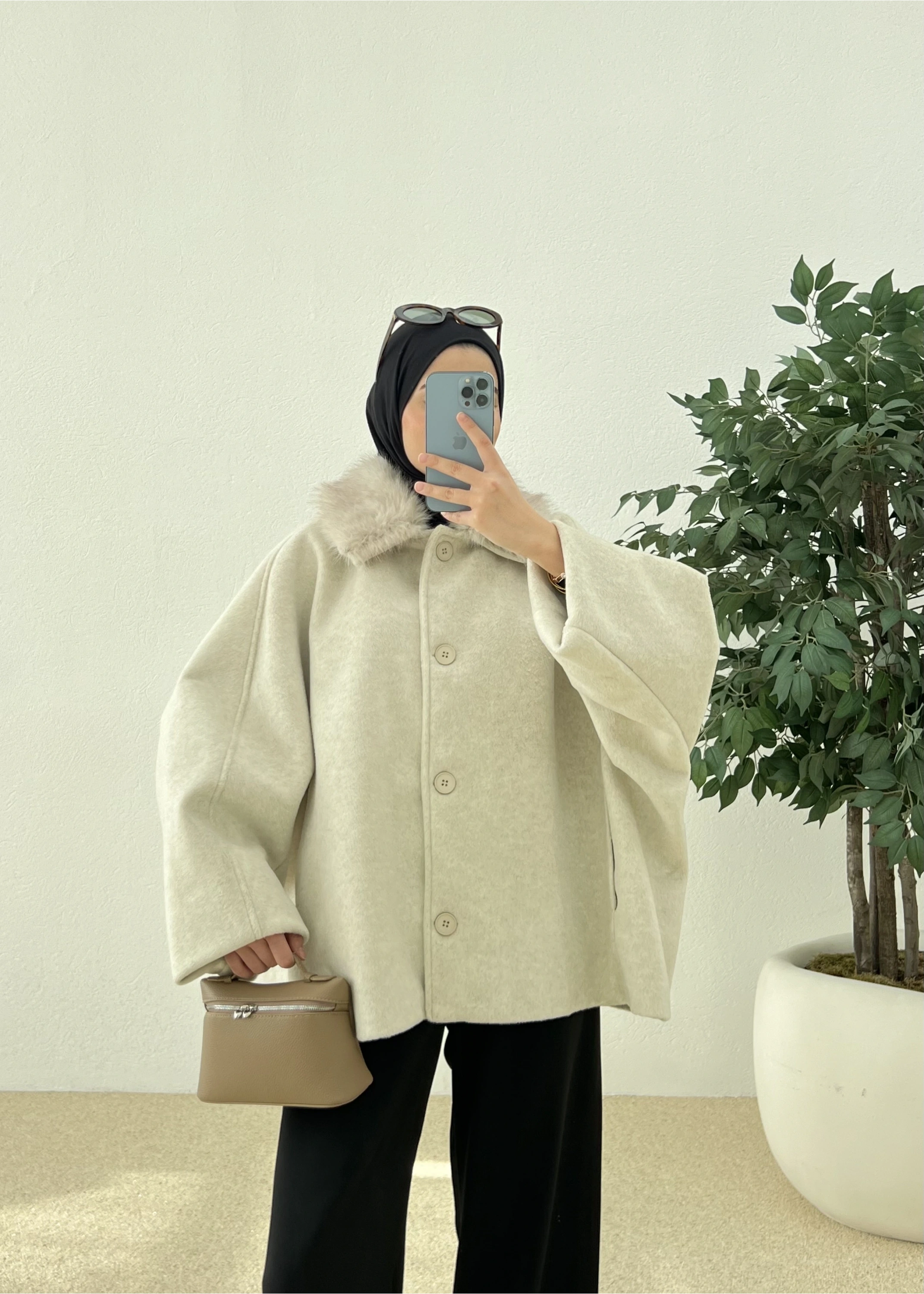 HOT KÜRKLÜ ÇIKARILABİLİR KABAN bej