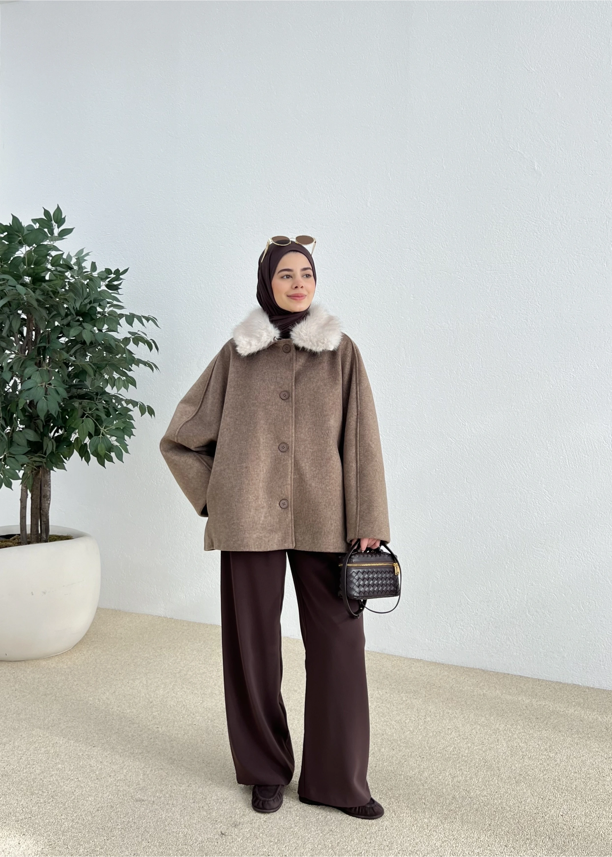 HOT KÜRKLÜ ÇIKARILABİLİR KABAN kahve