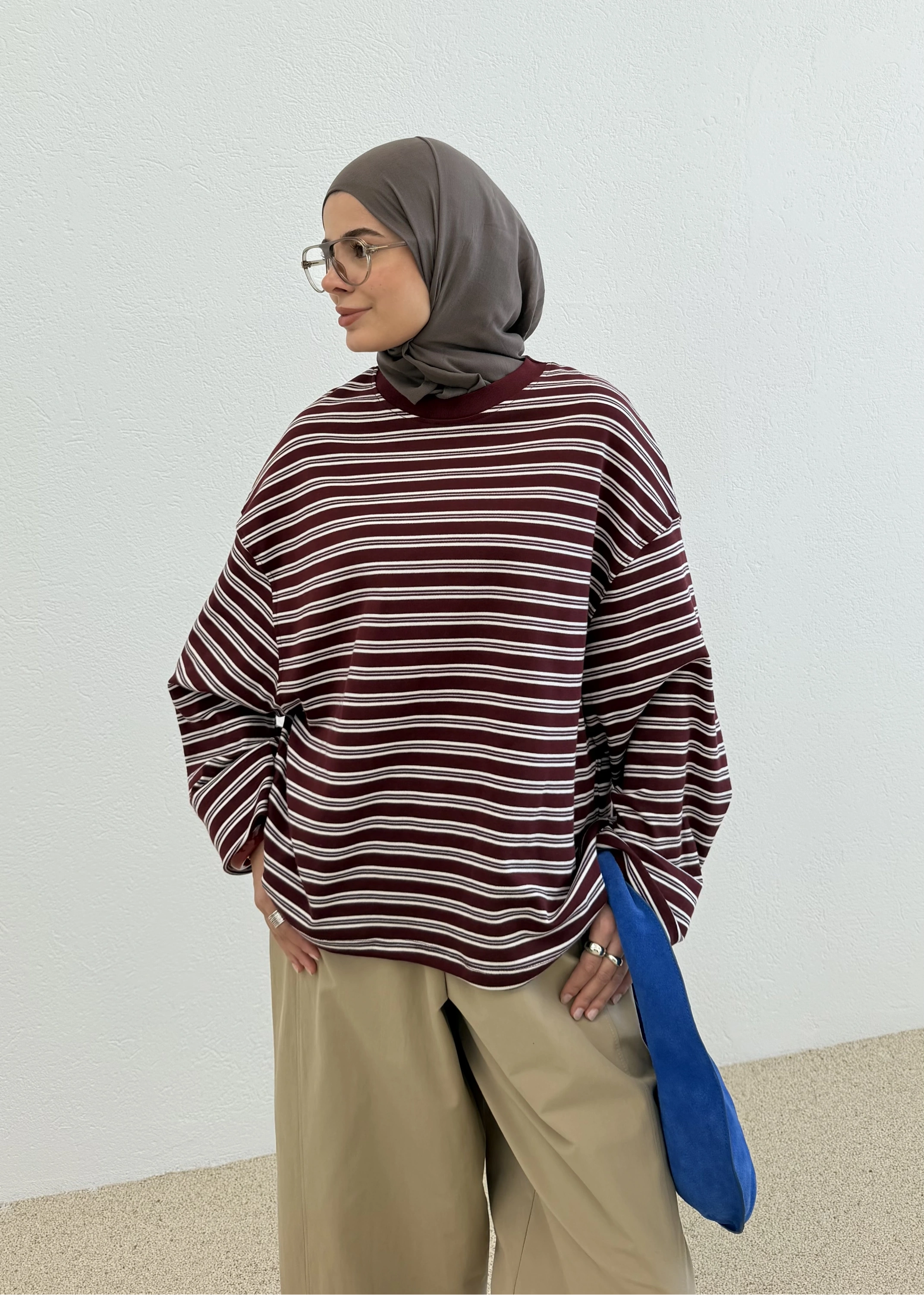 762081 ÇİZGİLİ BASİC UZUN KOLLU TİŞÖRT KIRMIZI