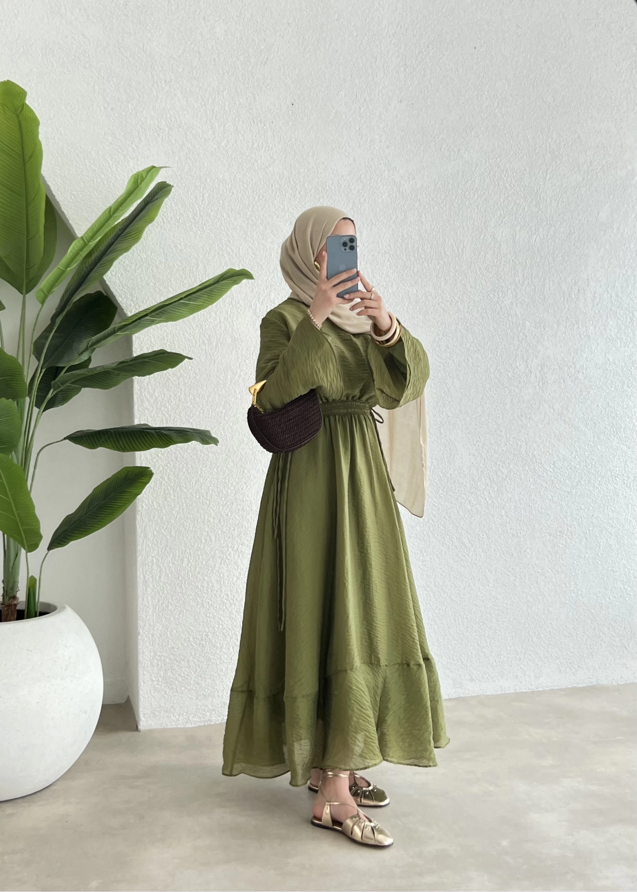 İpli H&M elbise YEŞİL