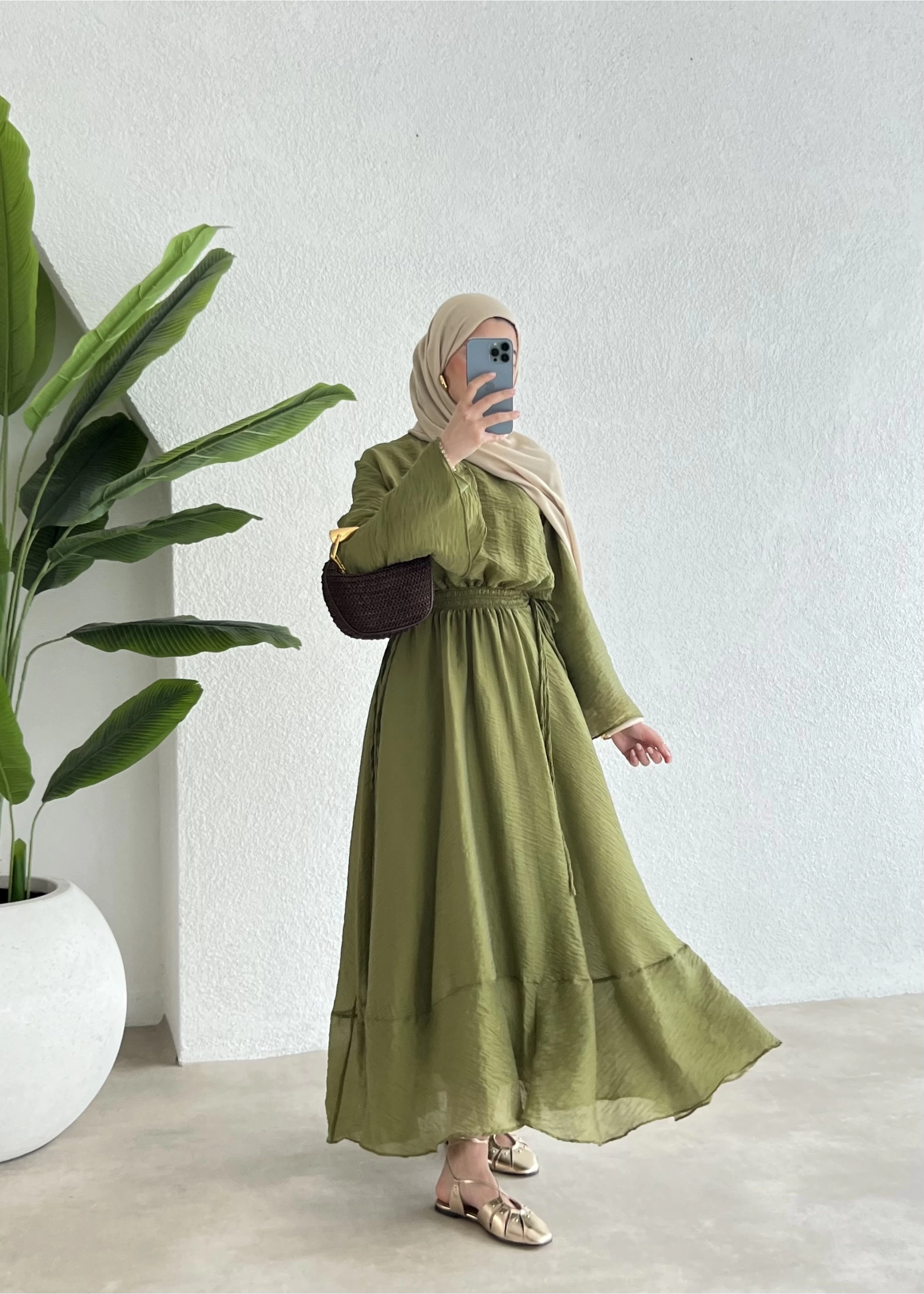 İpli H&M elbise YEŞİL