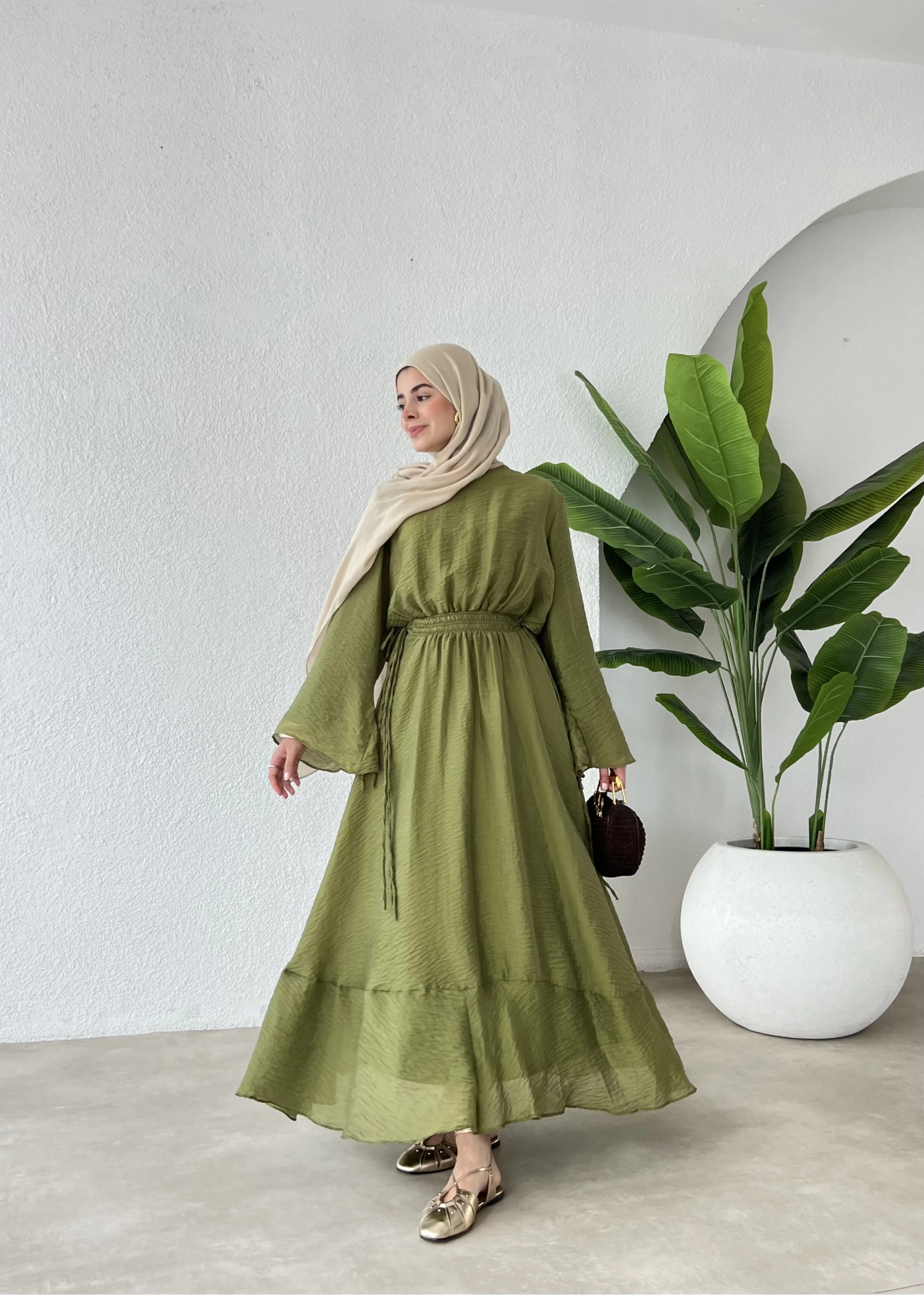 İpli H&M elbise YEŞİL