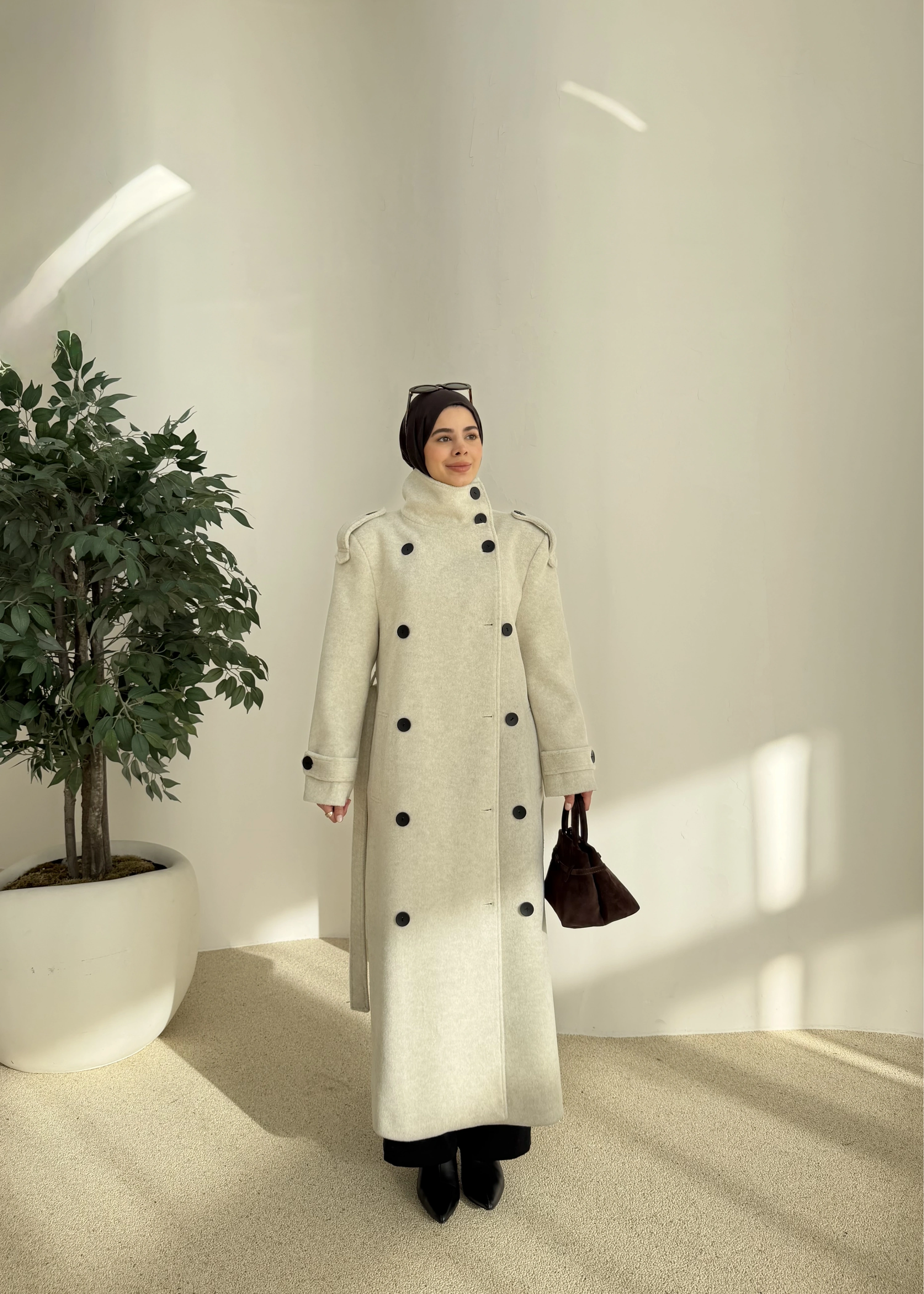 İTHAL KAŞE YÜN DOKULU MASSİİ KABAN ekru