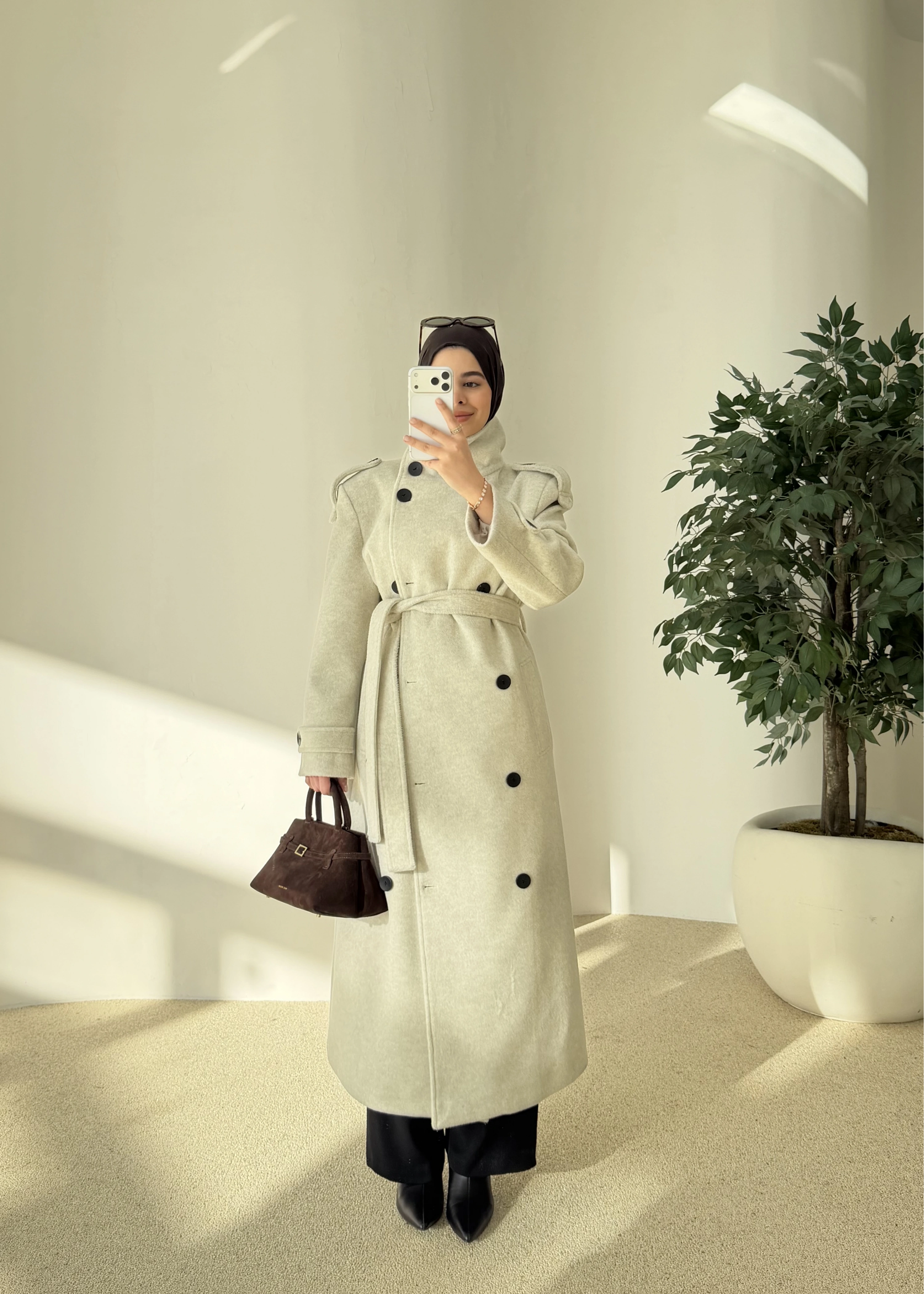 İTHAL KAŞE YÜN DOKULU MASSİİ KABAN ekru