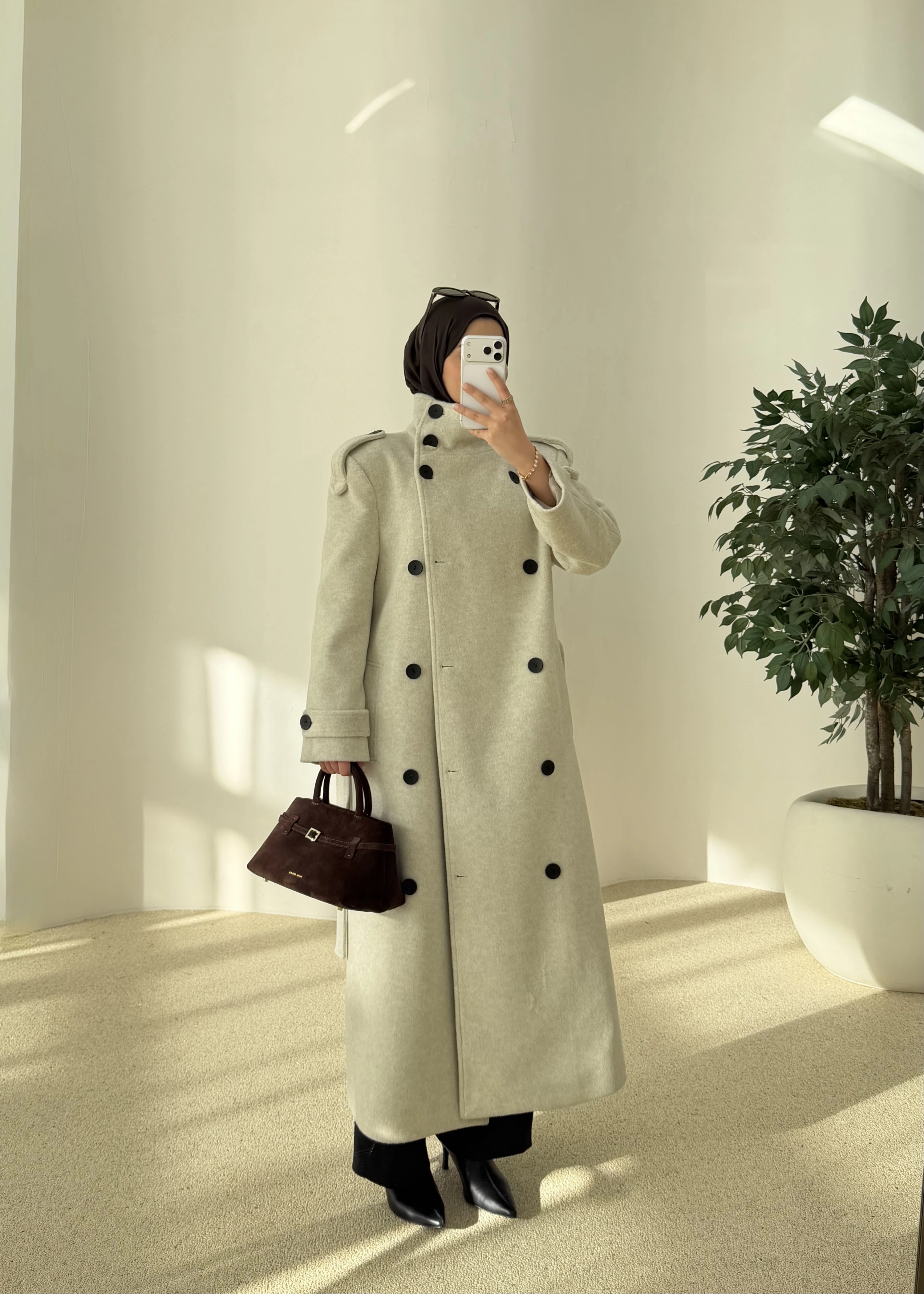 İTHAL KAŞE YÜN DOKULU MASSİİ KABAN ekru