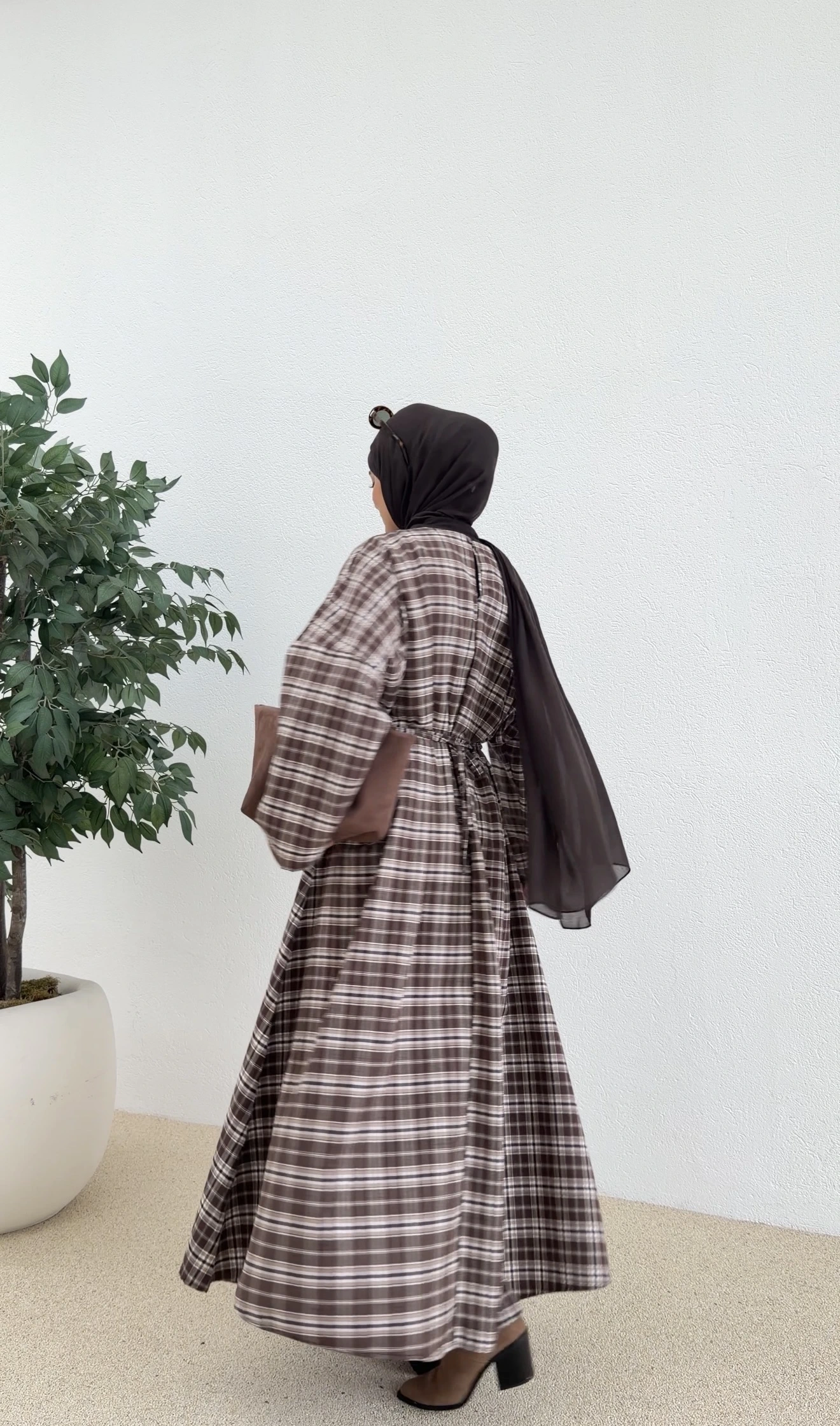 KARELİ MİLS ELBİSE kahve