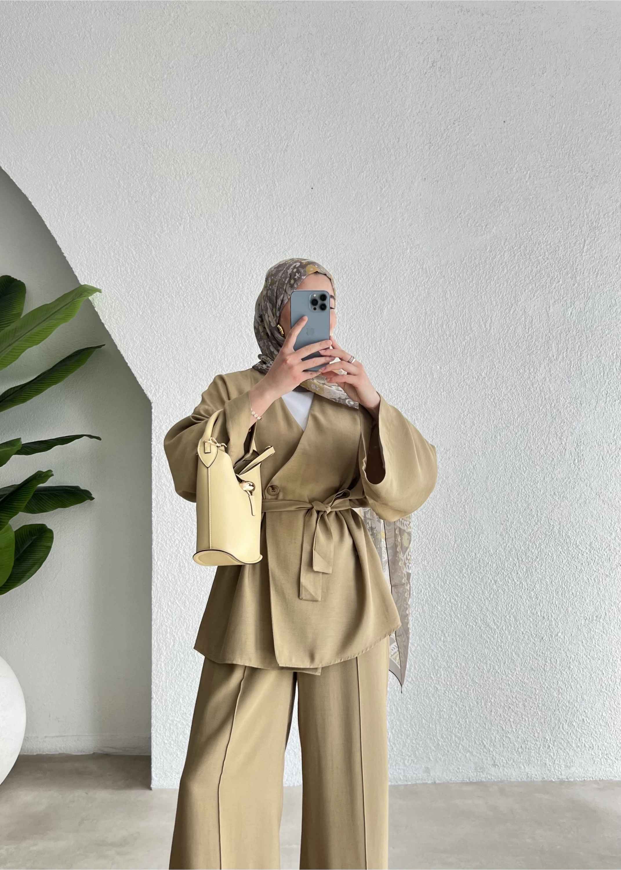 Kemerli kimono takım yağ yeşili
