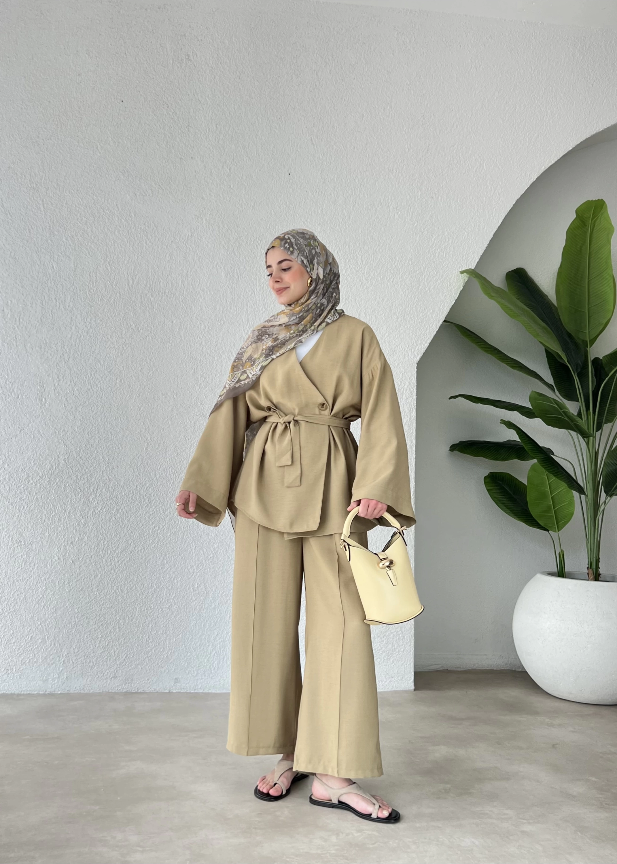 Kemerli kimono takım yağ yeşili