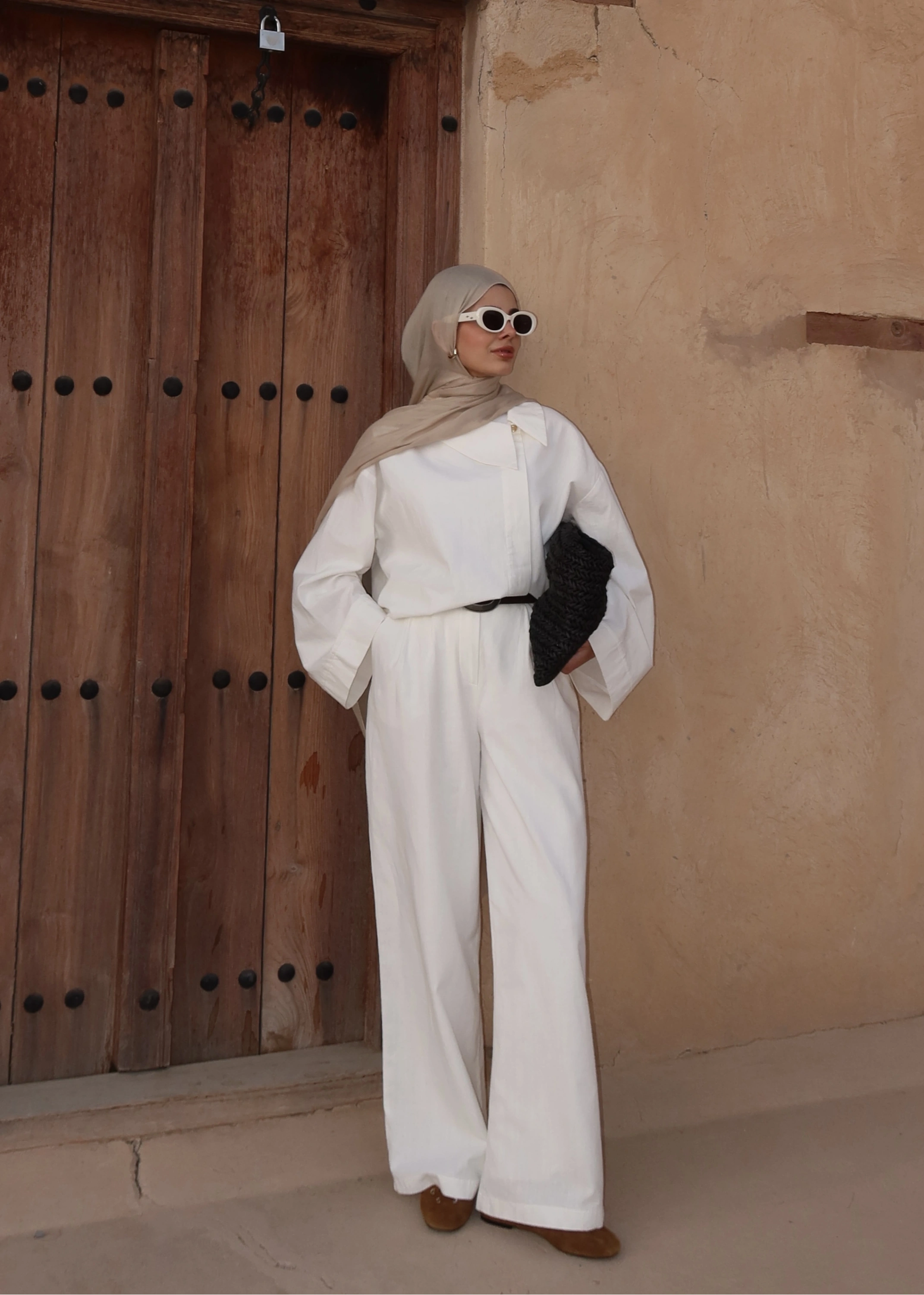 3909 %100 pamuk İÇİ ASTARLI PALAZZO EKRU