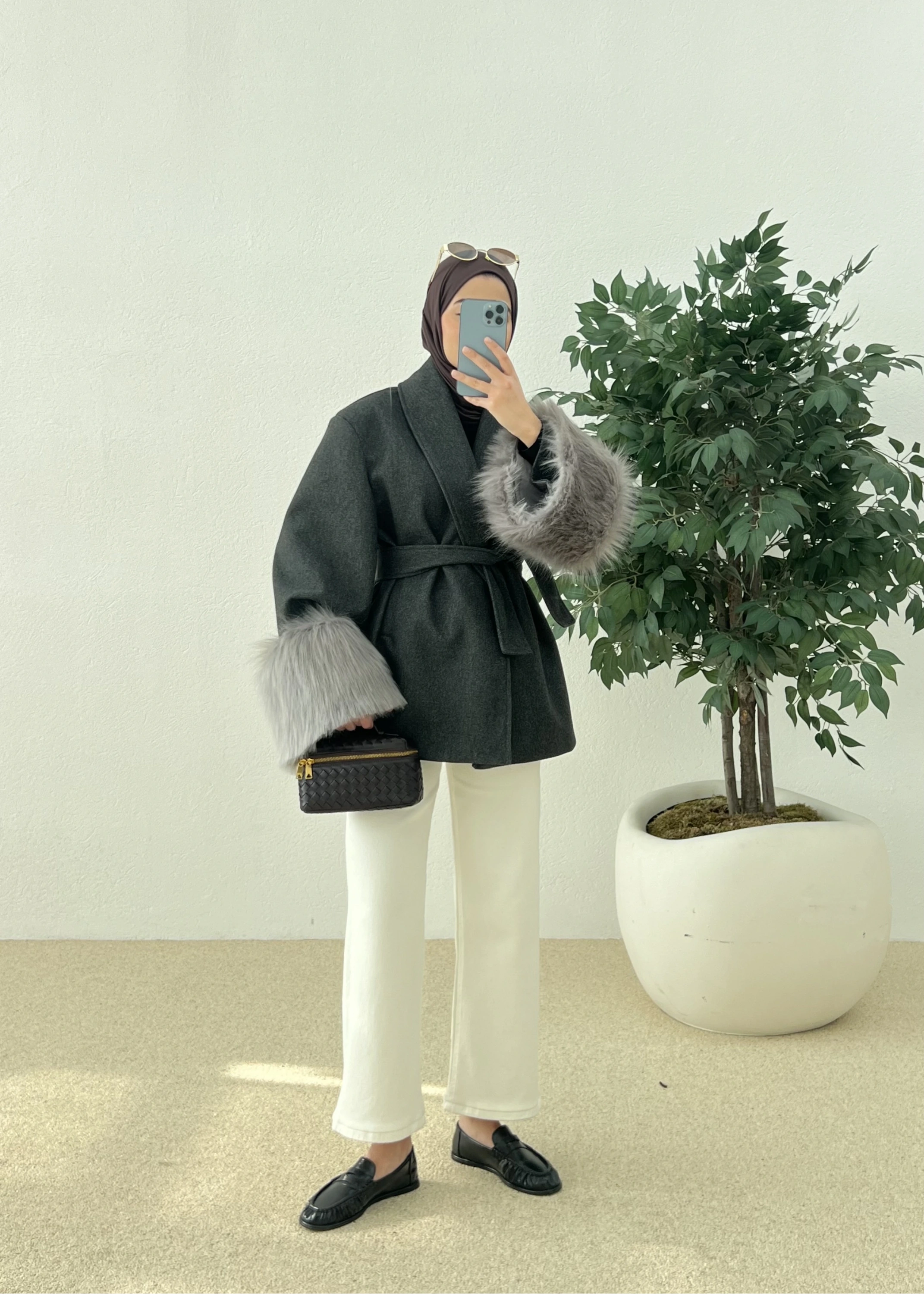 KOL KÜRKLÜ KABAN ANTRASİT