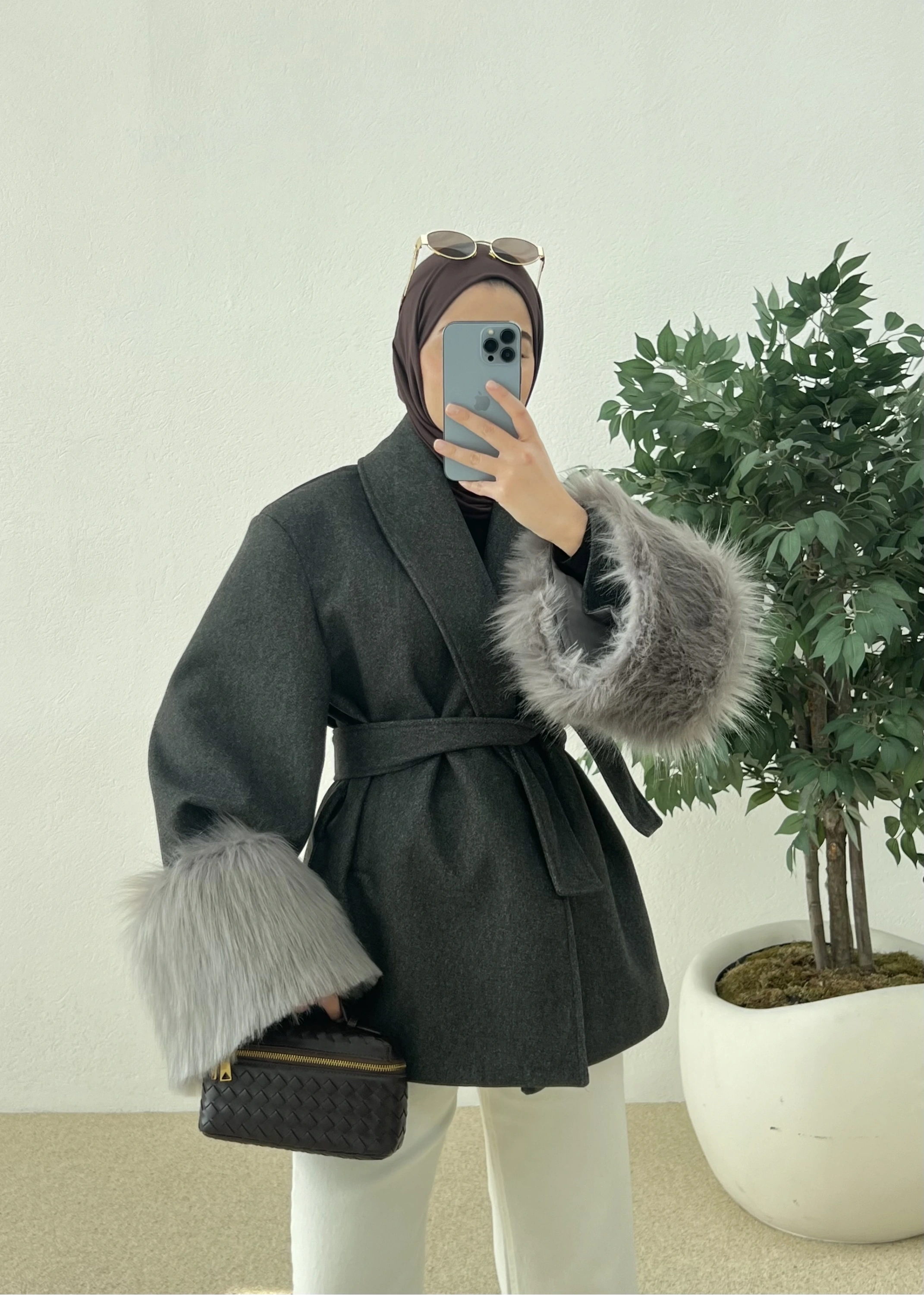 KOL KÜRKLÜ KABAN ANTRASİT