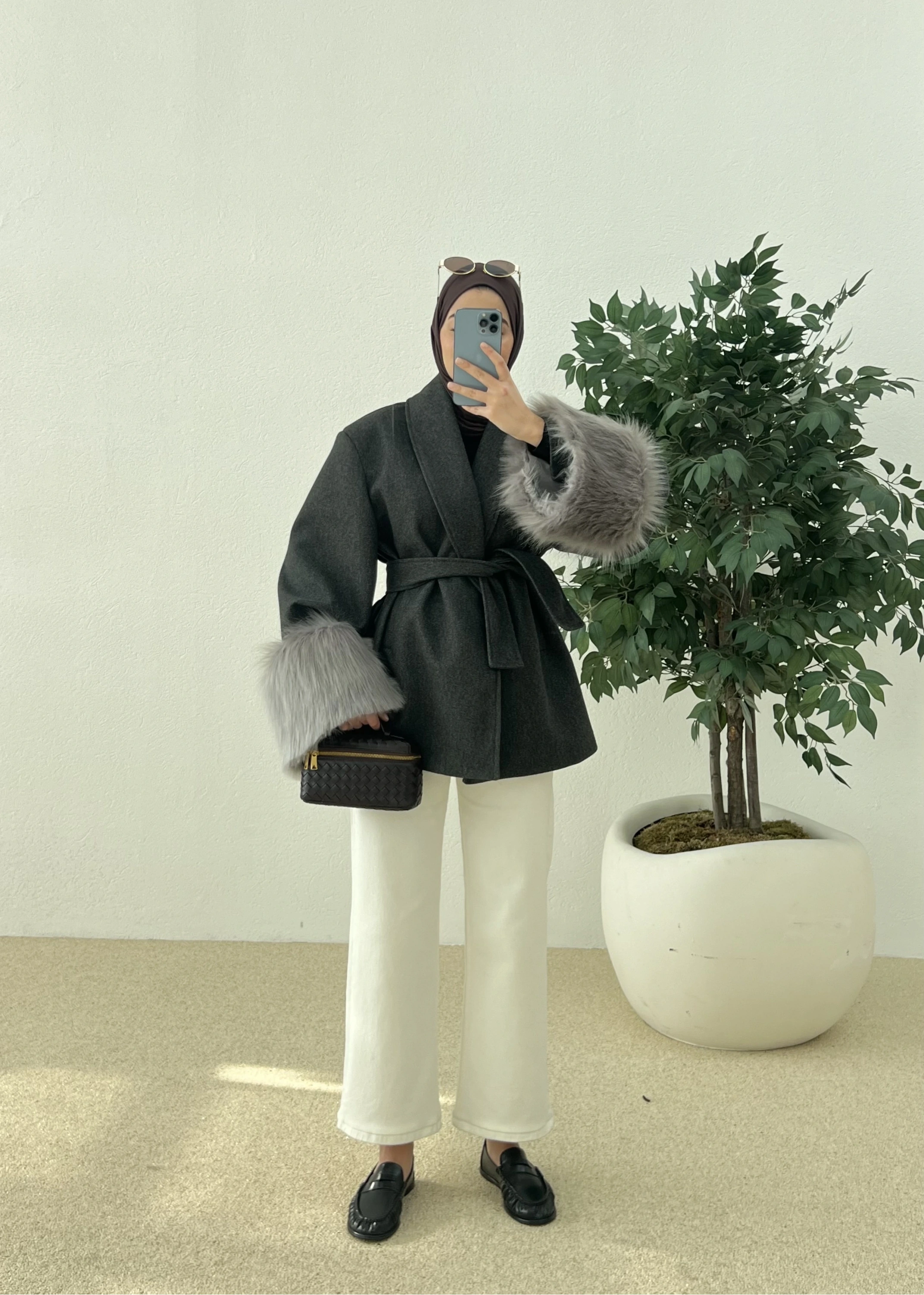 KOL KÜRKLÜ KABAN ANTRASİT