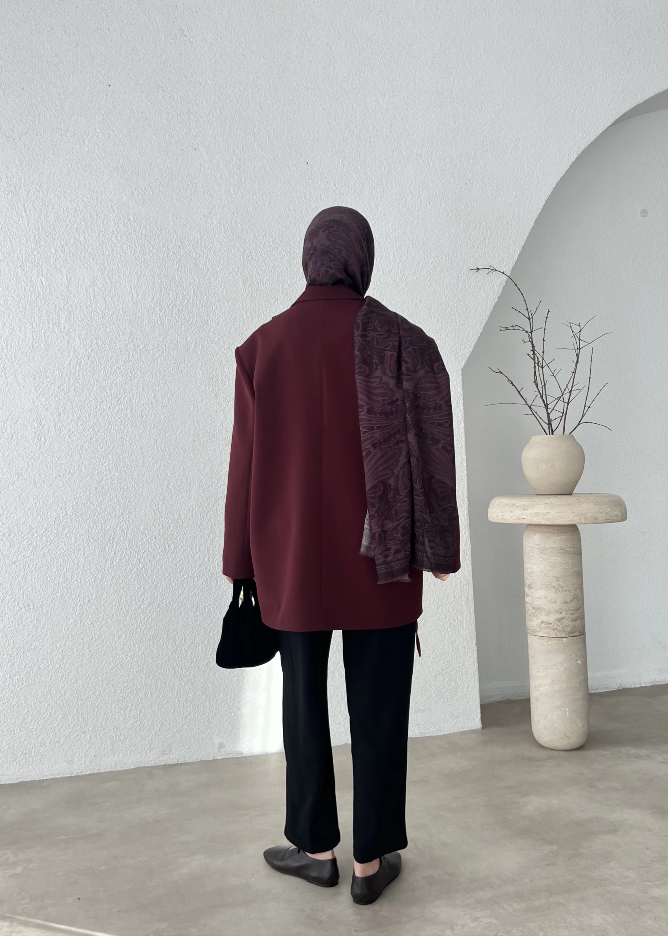 (ÖN SİPARİŞ )LİNE BAĞLAMA DETAY PREMİUM BLAZER bordo