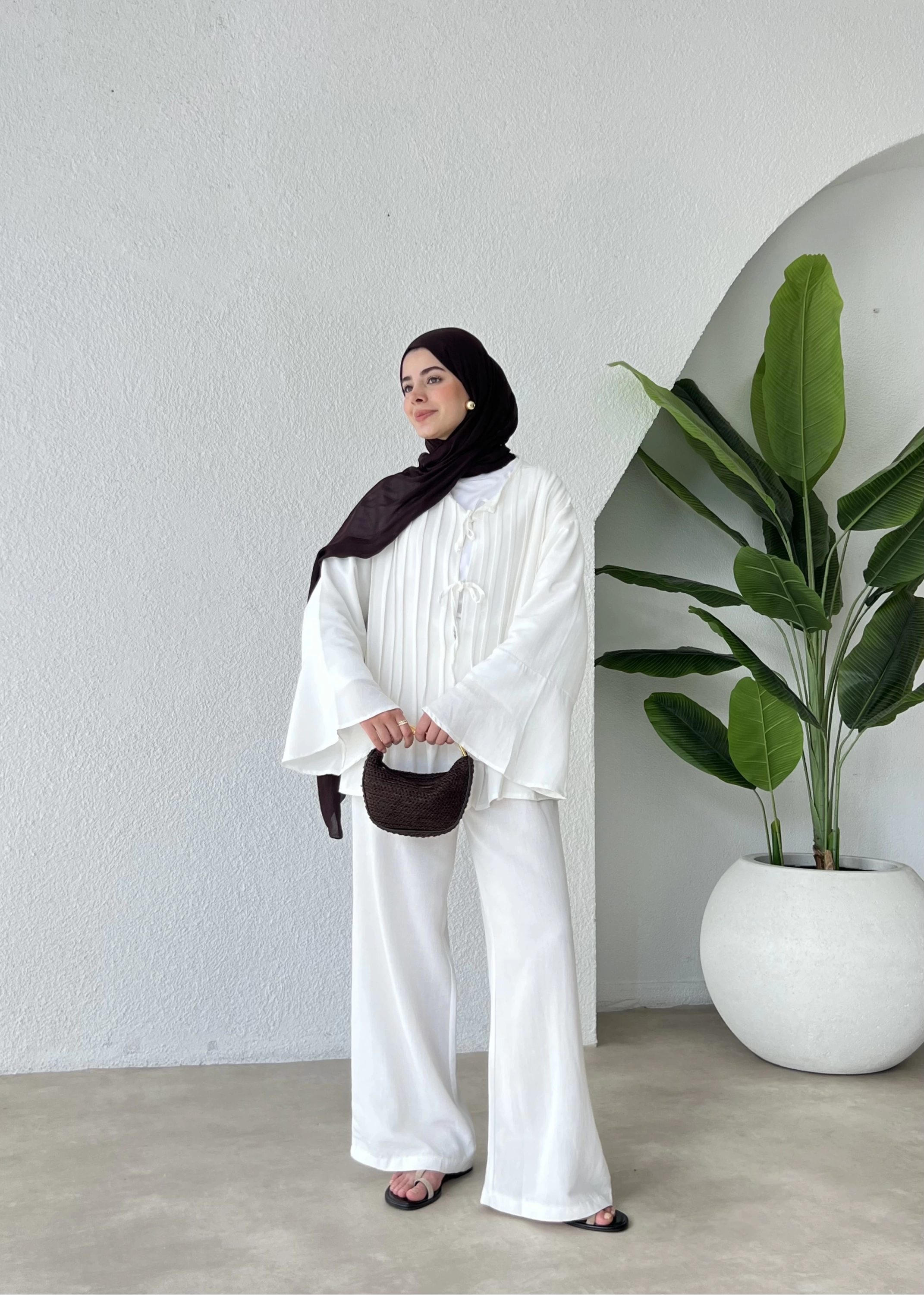 MOİ BAĞLAMALI KETEN TAKIM (beyaz)