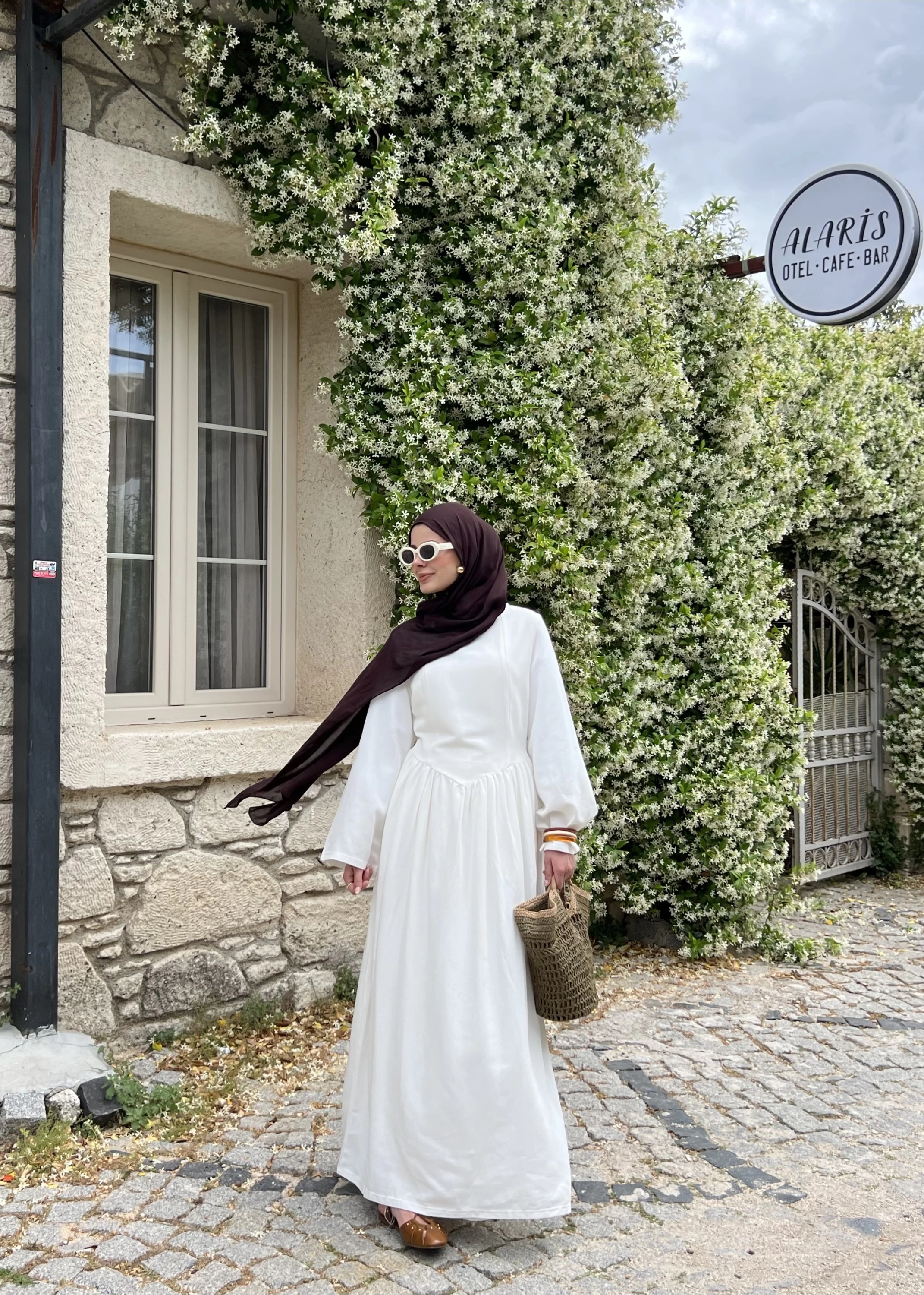 MS KETEN ELBİSE BEYAZ