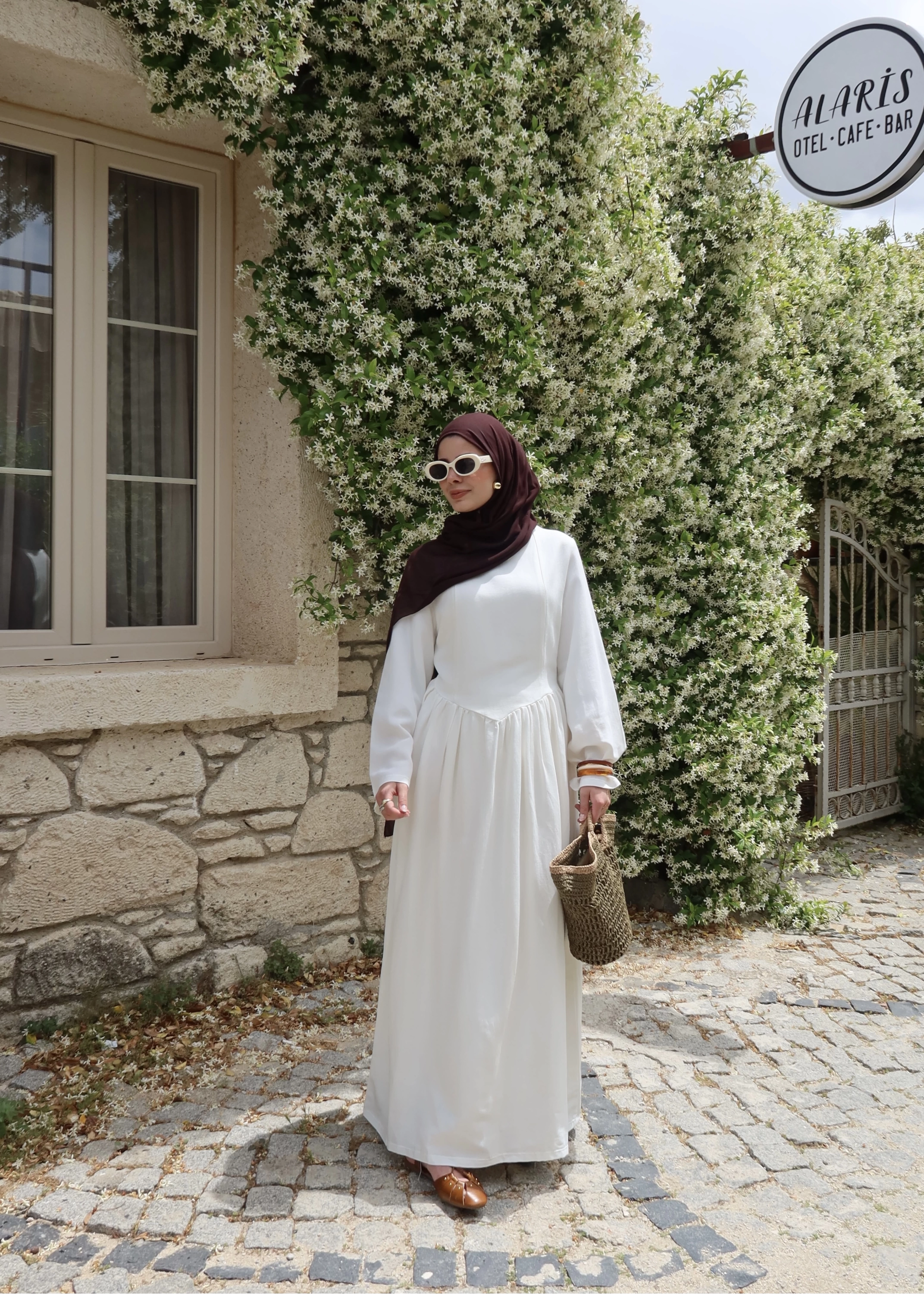 MS KETEN ELBİSE BEYAZ